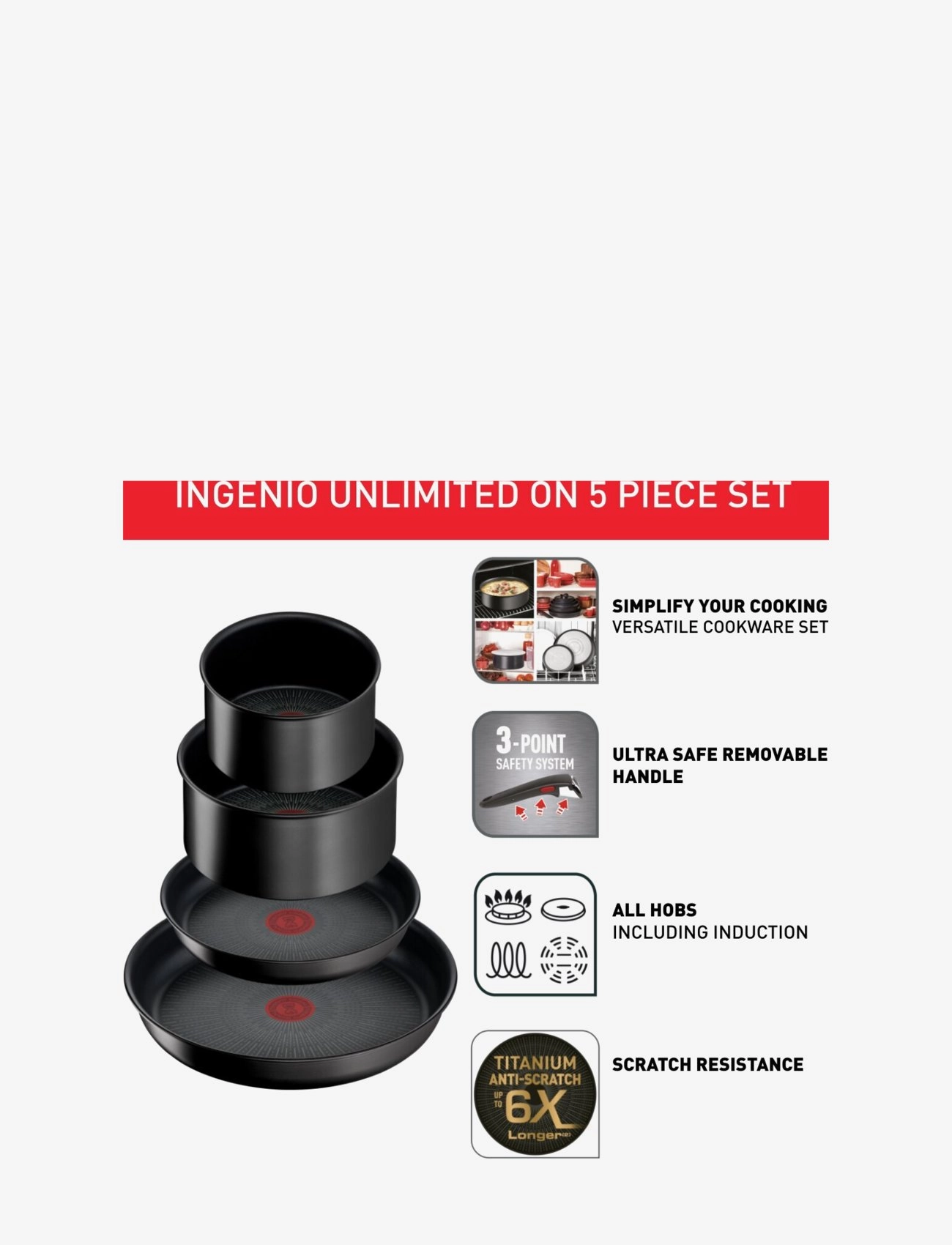 Tefal - Ingenio Unlimited ON 5 pcs set - black - 2