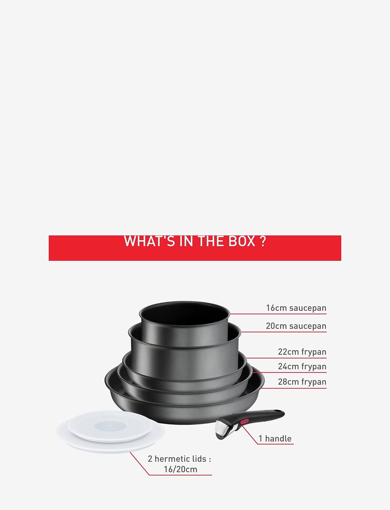 Tefal - Ingenio Daily chef ON 8 pcs set - stieltopf-sets - grey - 1