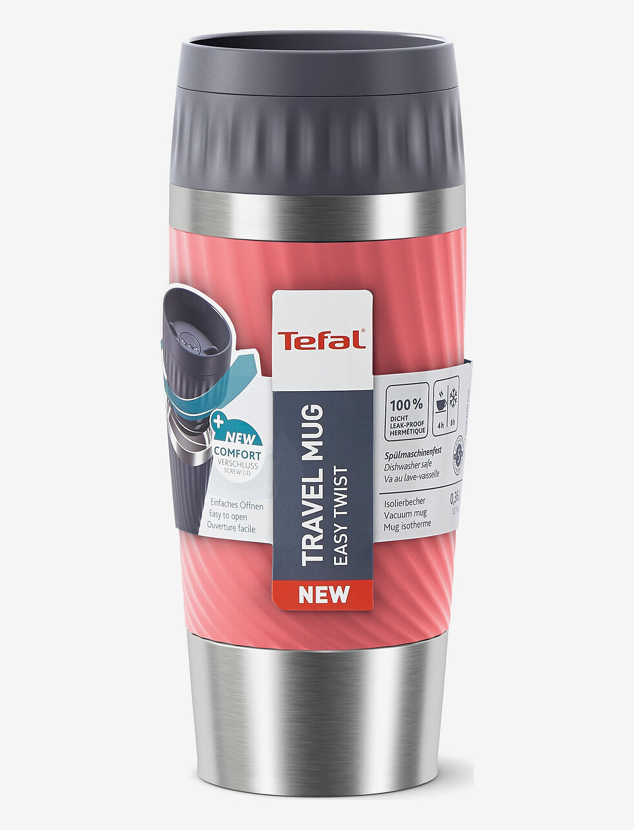 Tefal - Travel Mug Easy Twist 0,36 l. Red - laveste priser - red - 1