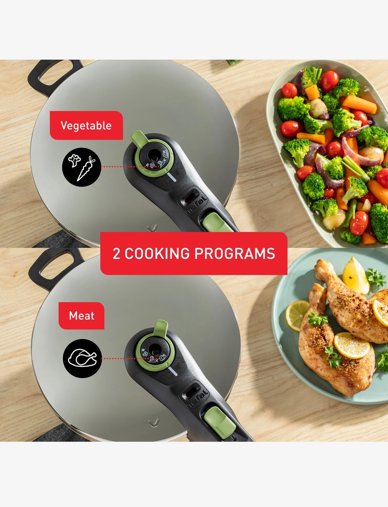 Tefal - Pressure cooker Secure Trendy 6 L w. steam basket - green - 1