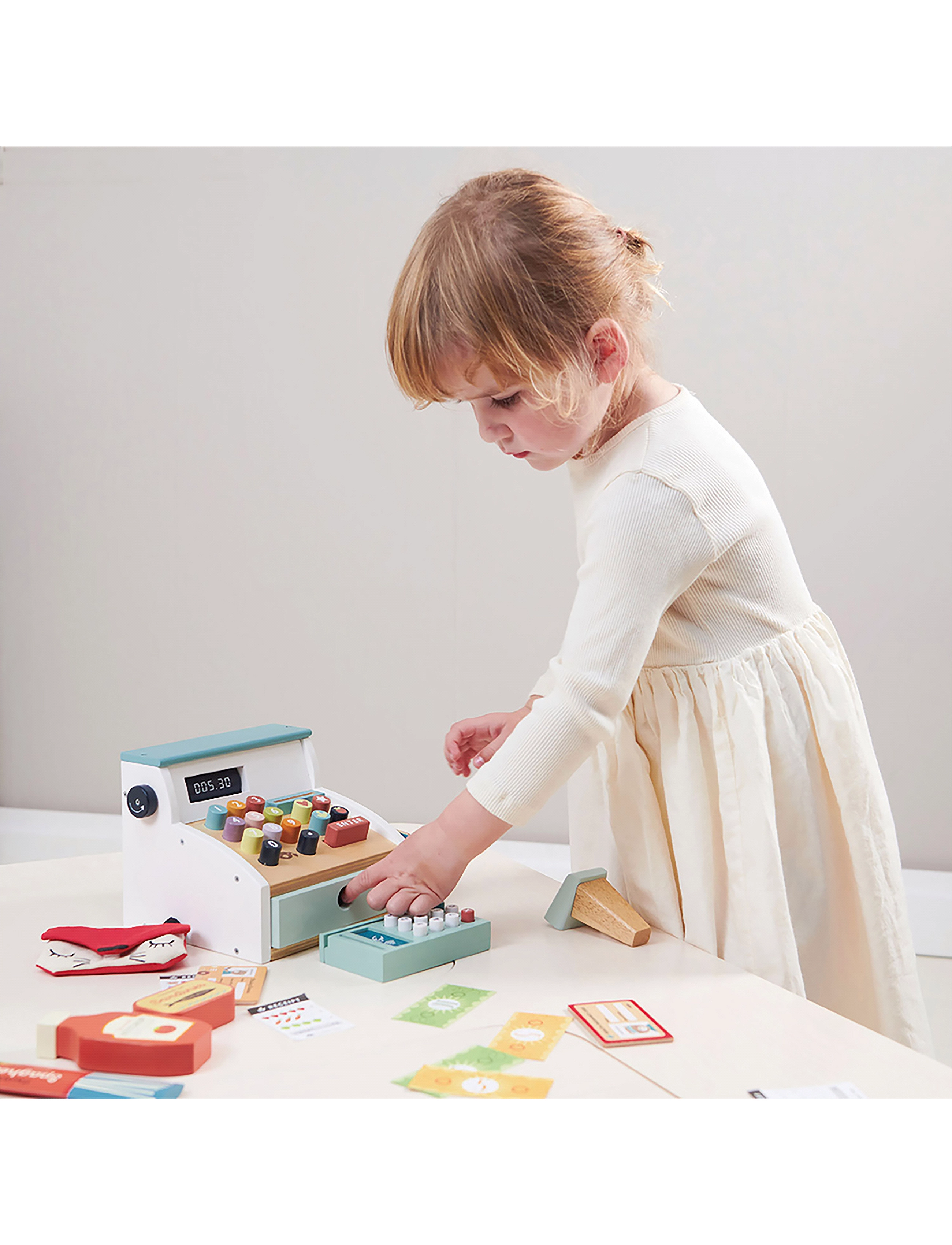 Tender Leaf Till With Play Money - White, One Size, Multi/patterned, Rollespil > Markedsboder Og Tilbehør Til Legetøj, Børn