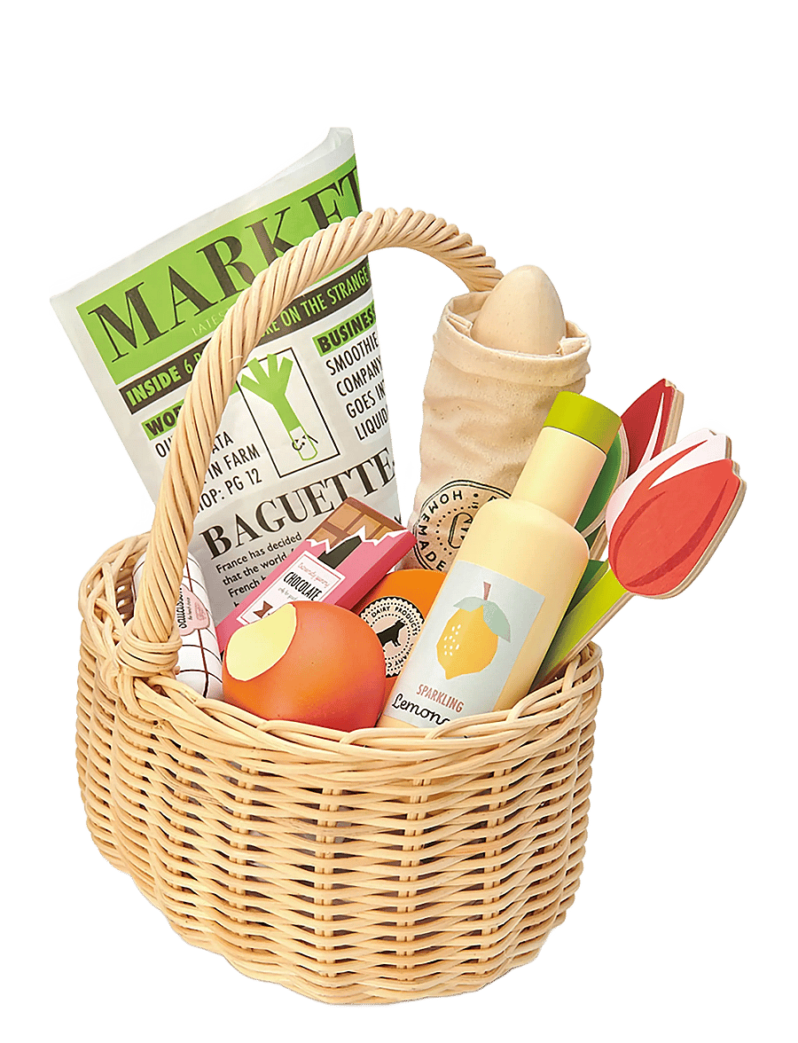 Tender Leaf - Wicker Shopping Basket - leksaksmat & leksakstårtor - multi - 1