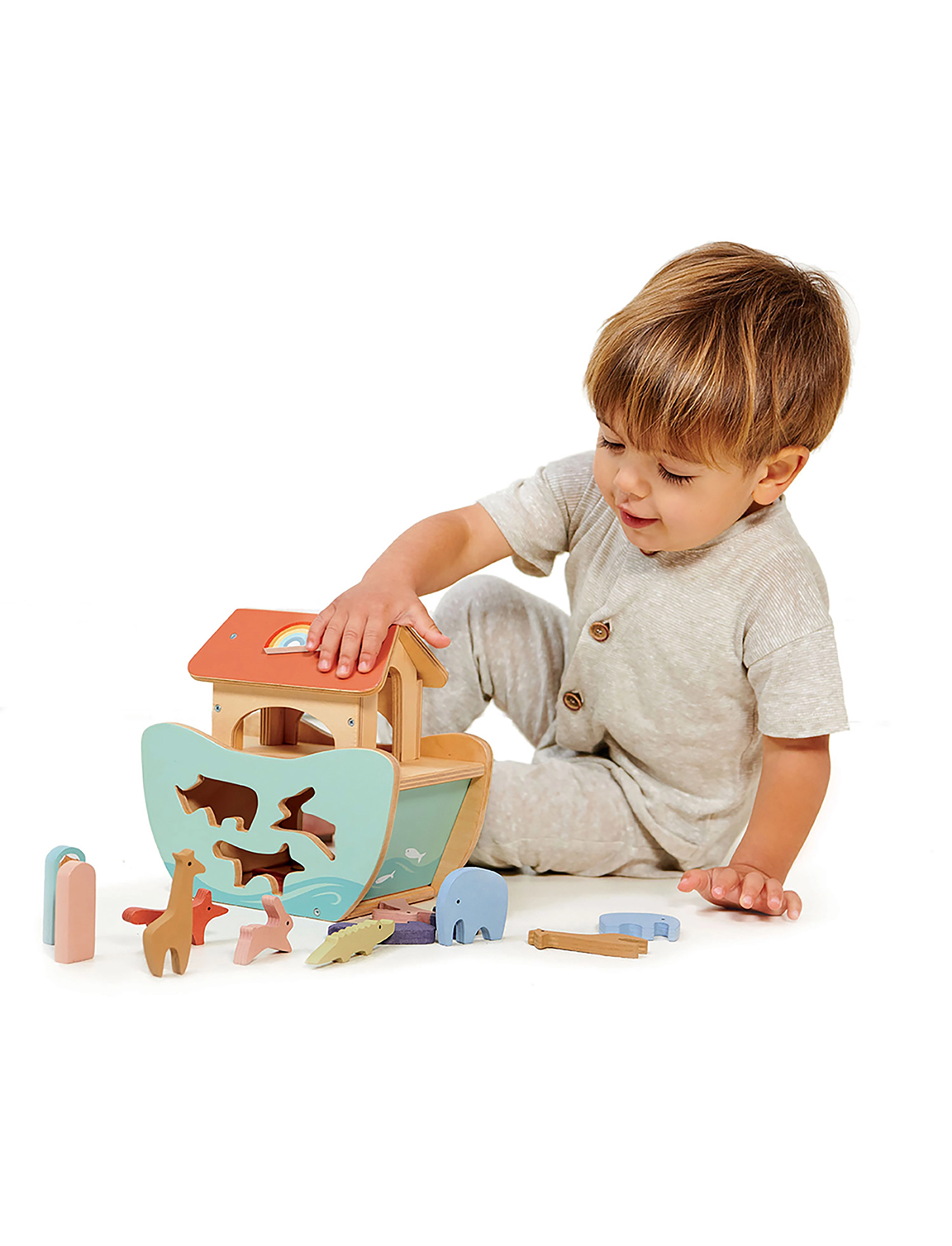 Tender Leaf Noah's Ark Shape Sorter Small, Børn, Sorting Box Toy, Multi/mønstret, Str: ONE SIZE