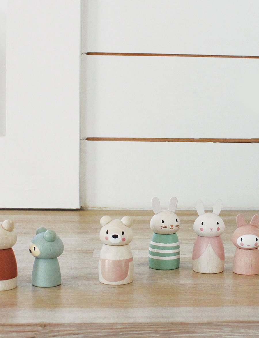 Tender Leaf - Bunny Family - träfigurer - multi - 4