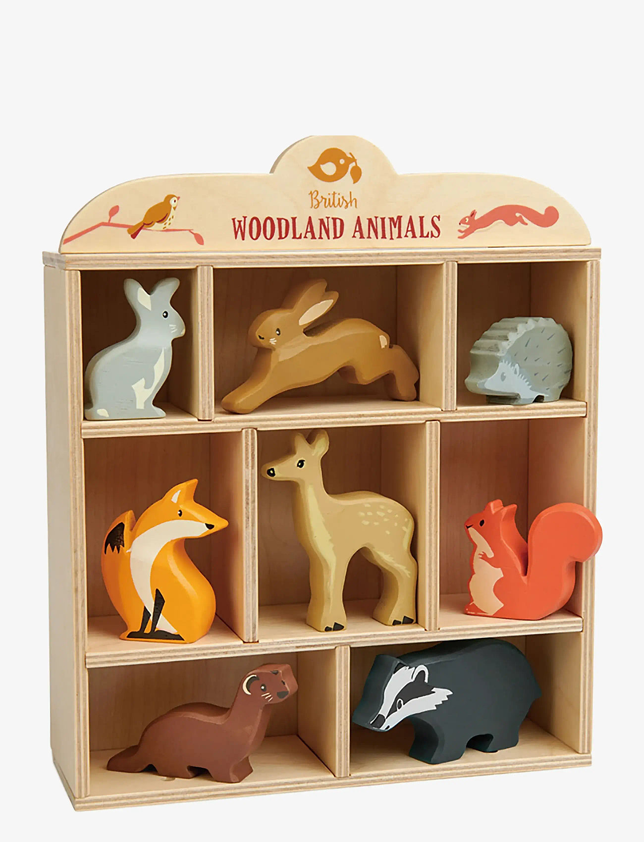 Tender Leaf - Display Shelf with 8 Wooden Animals - Woodlands - legesæt - multi - 1