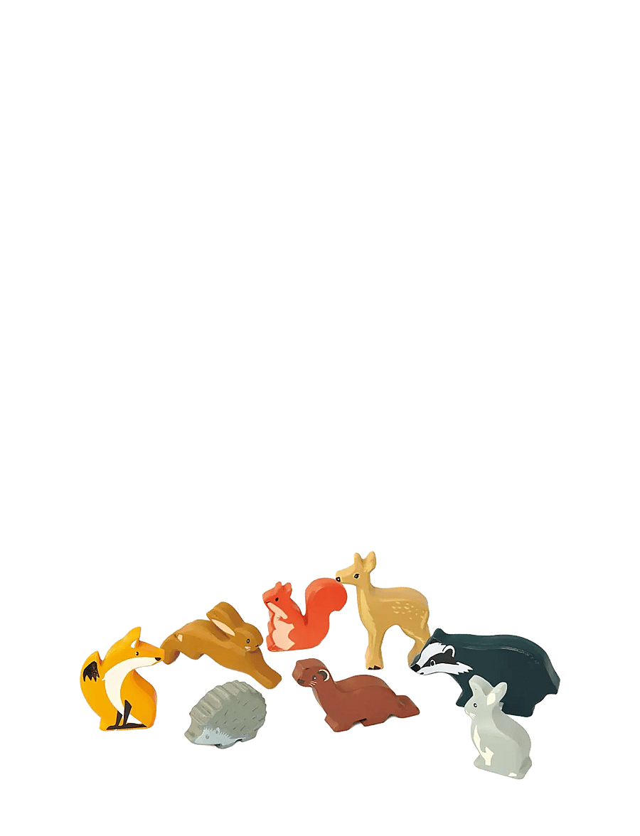 Tender Leaf - Display Shelf with 8 Wooden Animals - Woodlands - legesæt - multi - 2
