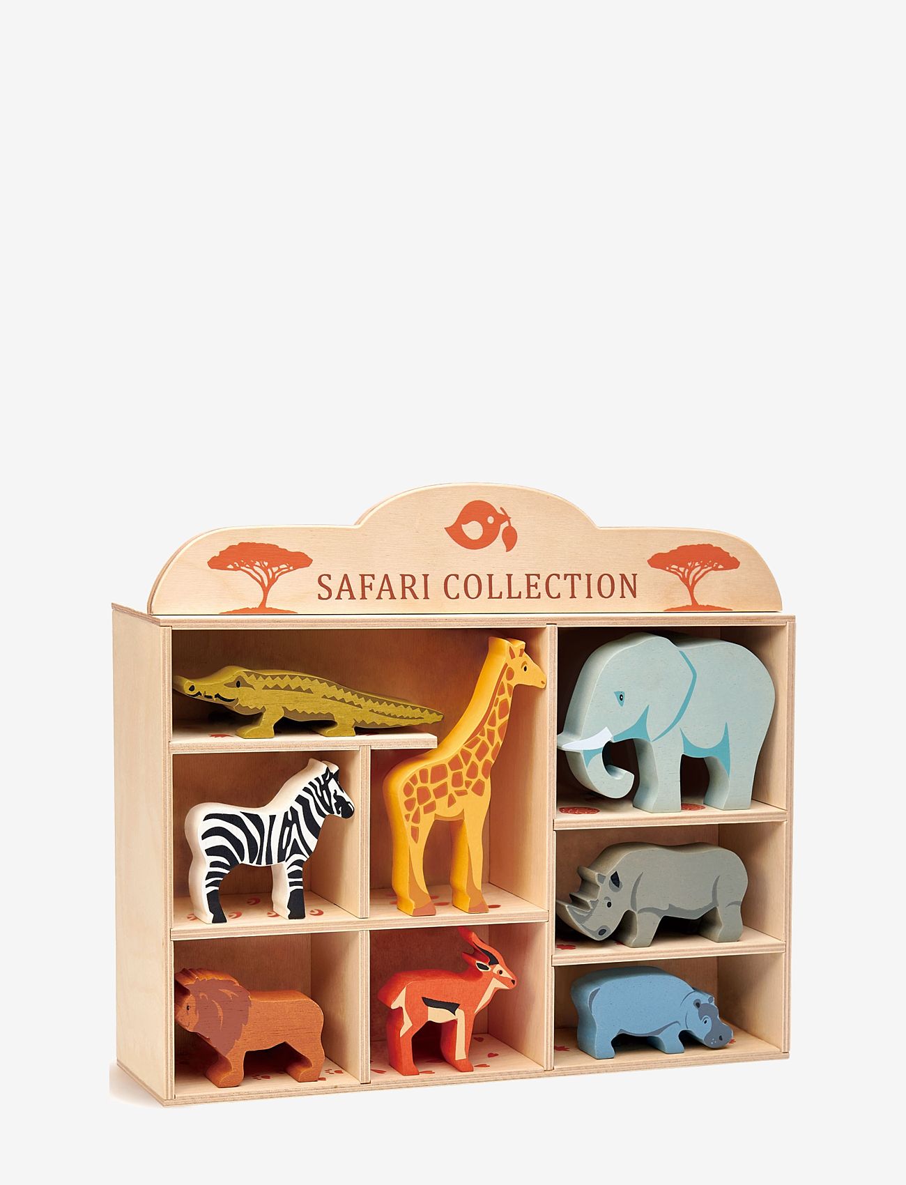 Tender Leaf - Safari Animals in Shelf - træfigurer - multi - 0