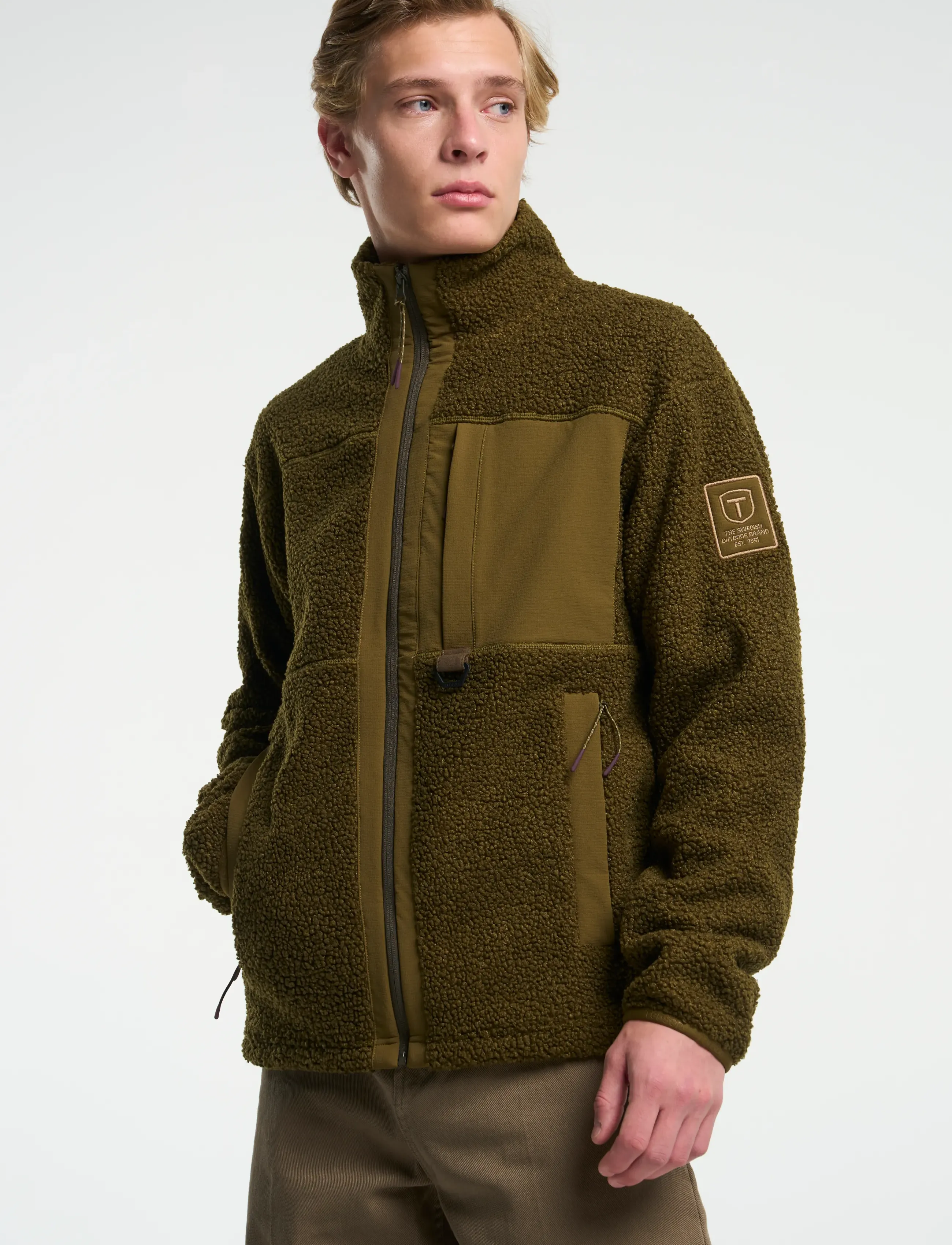 Tenson Camper Pile M - Teddy sweaters - DARK OLIVE / khaki/green