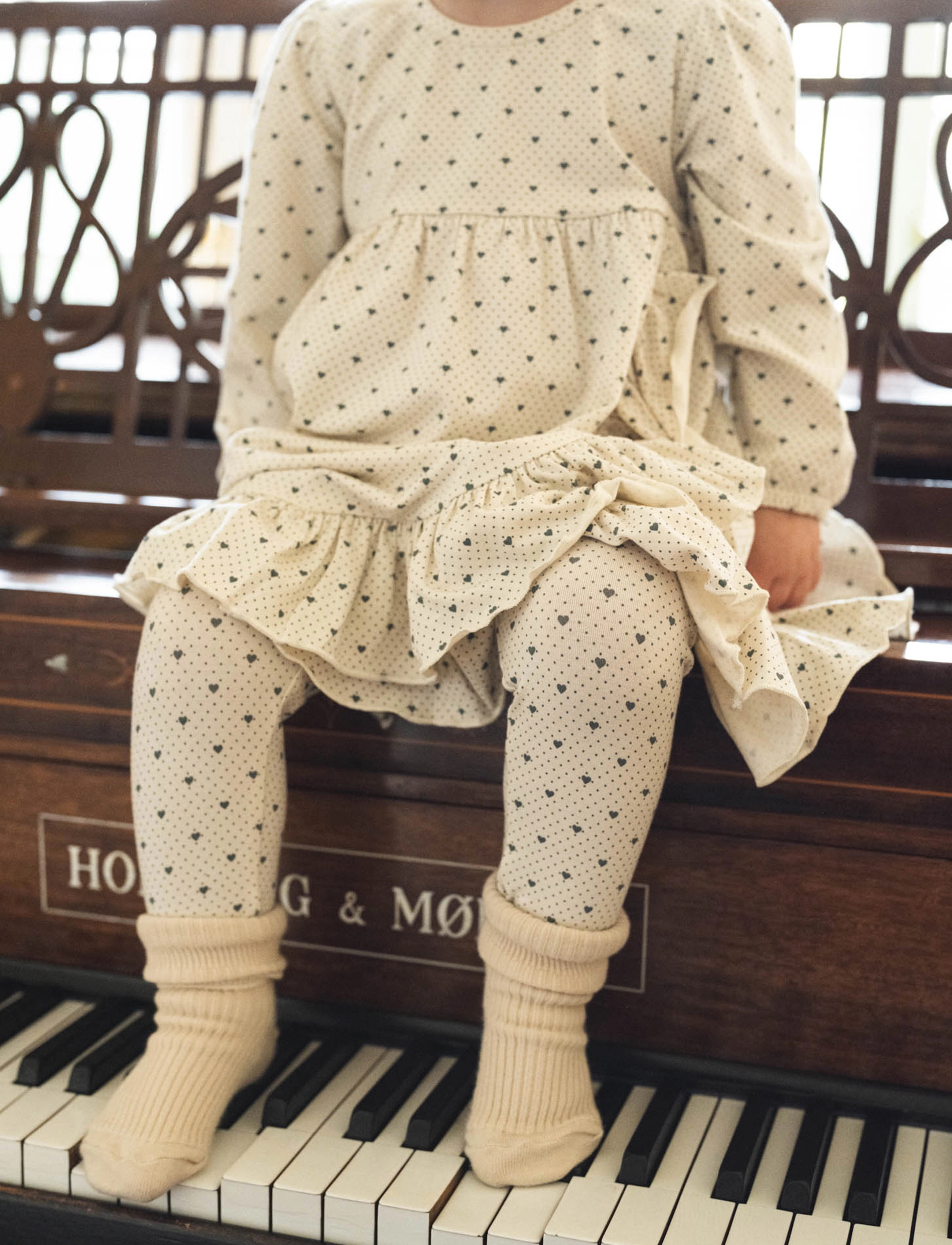 That's Mine Elois Leggings, Børn, Blomstrede Leggings, Beige, Str: 86