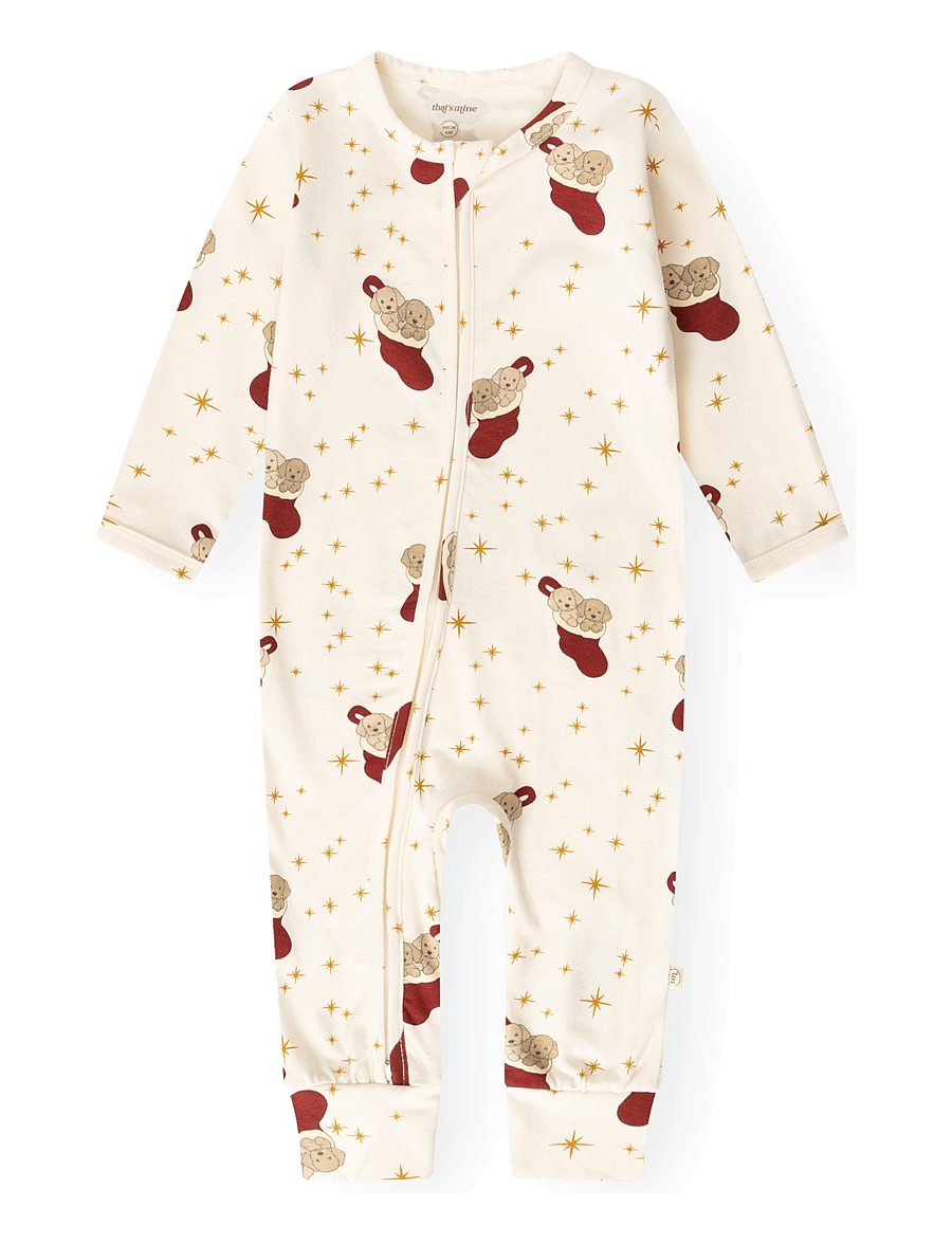 That's Mine - Elliotte onesie - schlafoveralls - holiday puppy - 1