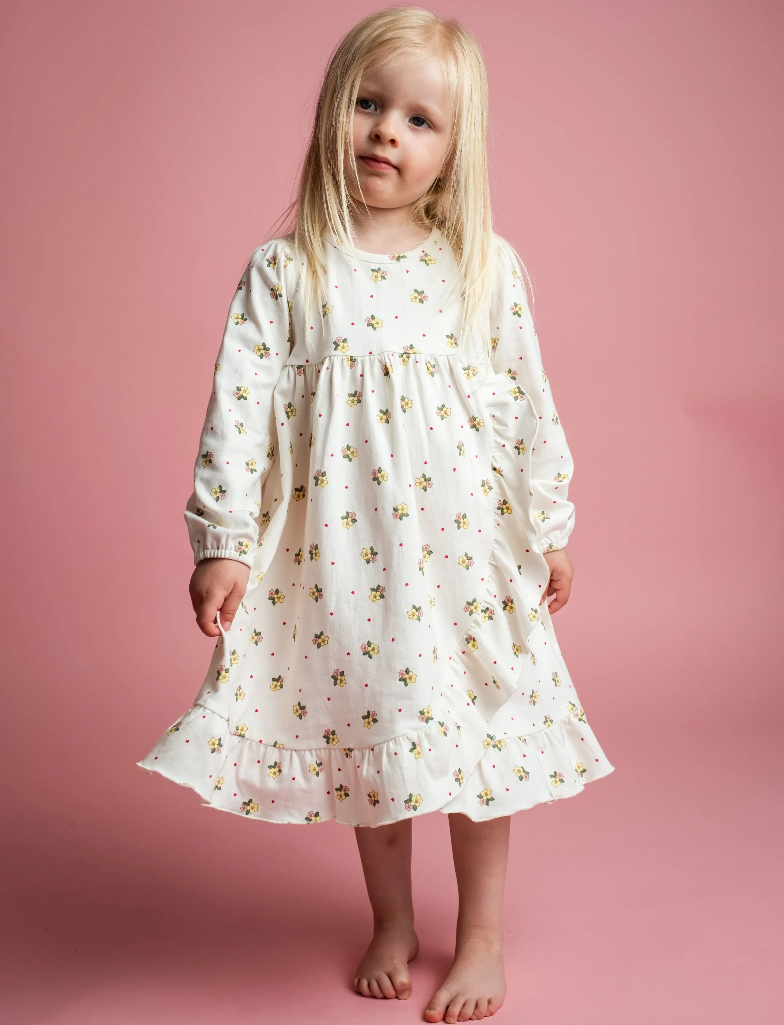 That's Mine Emilia dress - Langärmelige Babykleider - SWEETHEART PETALS / cream