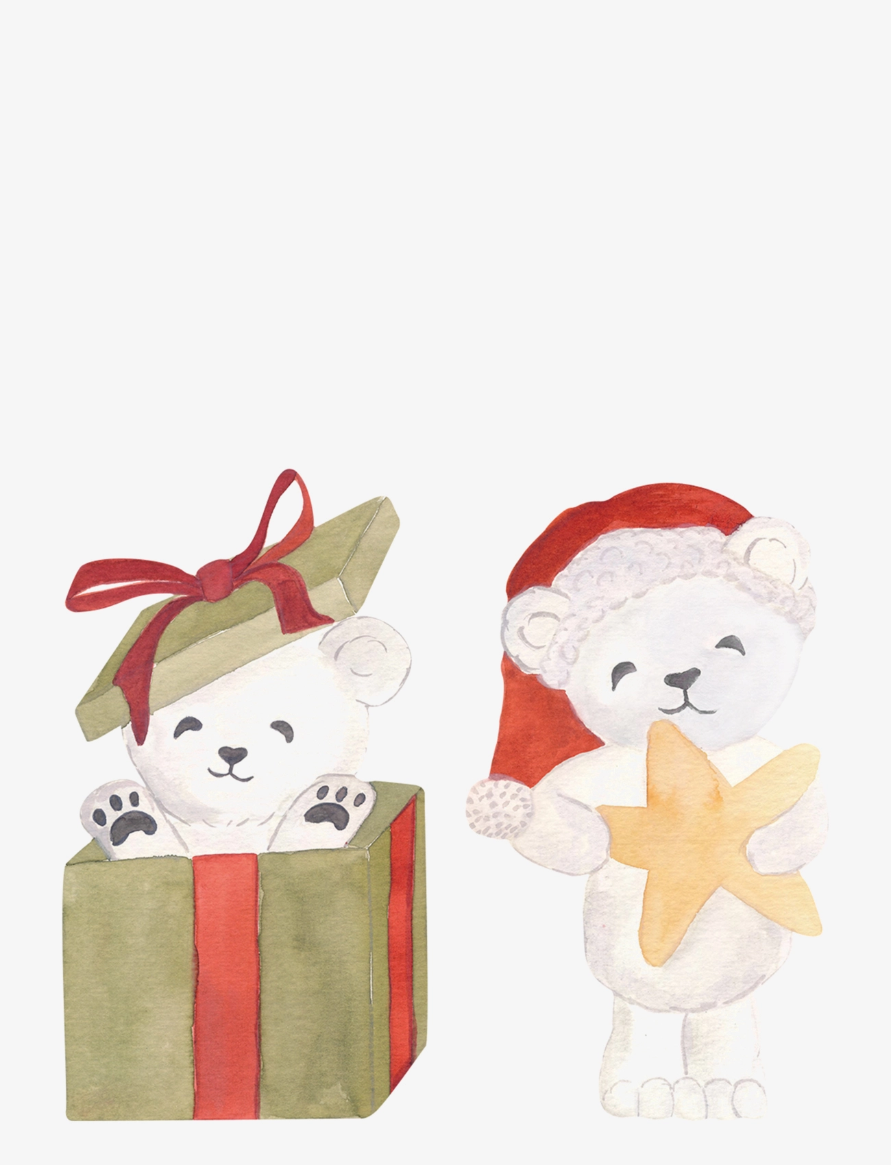 That's Mine Wallstickers Santa Bears, Wall Stickers, Hvid, Str: BEAR 1:19.5X 11CM;BEAR 2:19X 11CM