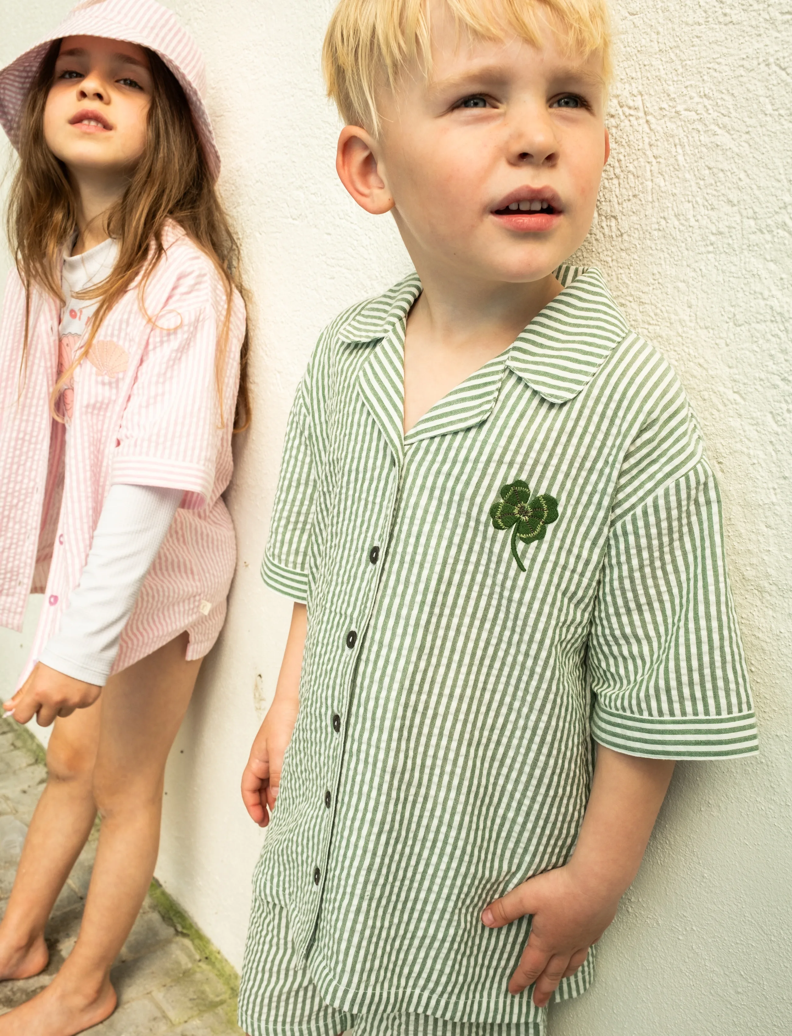 That's Mine Ino shirt - Kortärmade skjortor - GREEN STRIPE / green