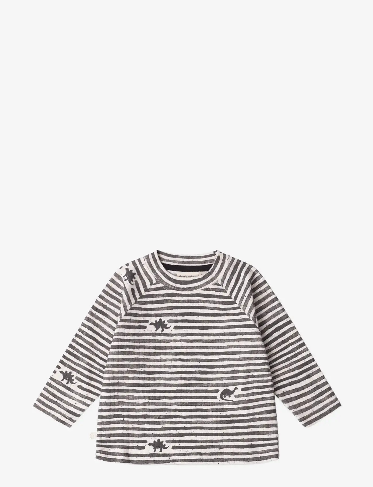 That's Mine - Aksel t-shirt - pikkade varrukatega t-särgid - mono dino stripe - 1