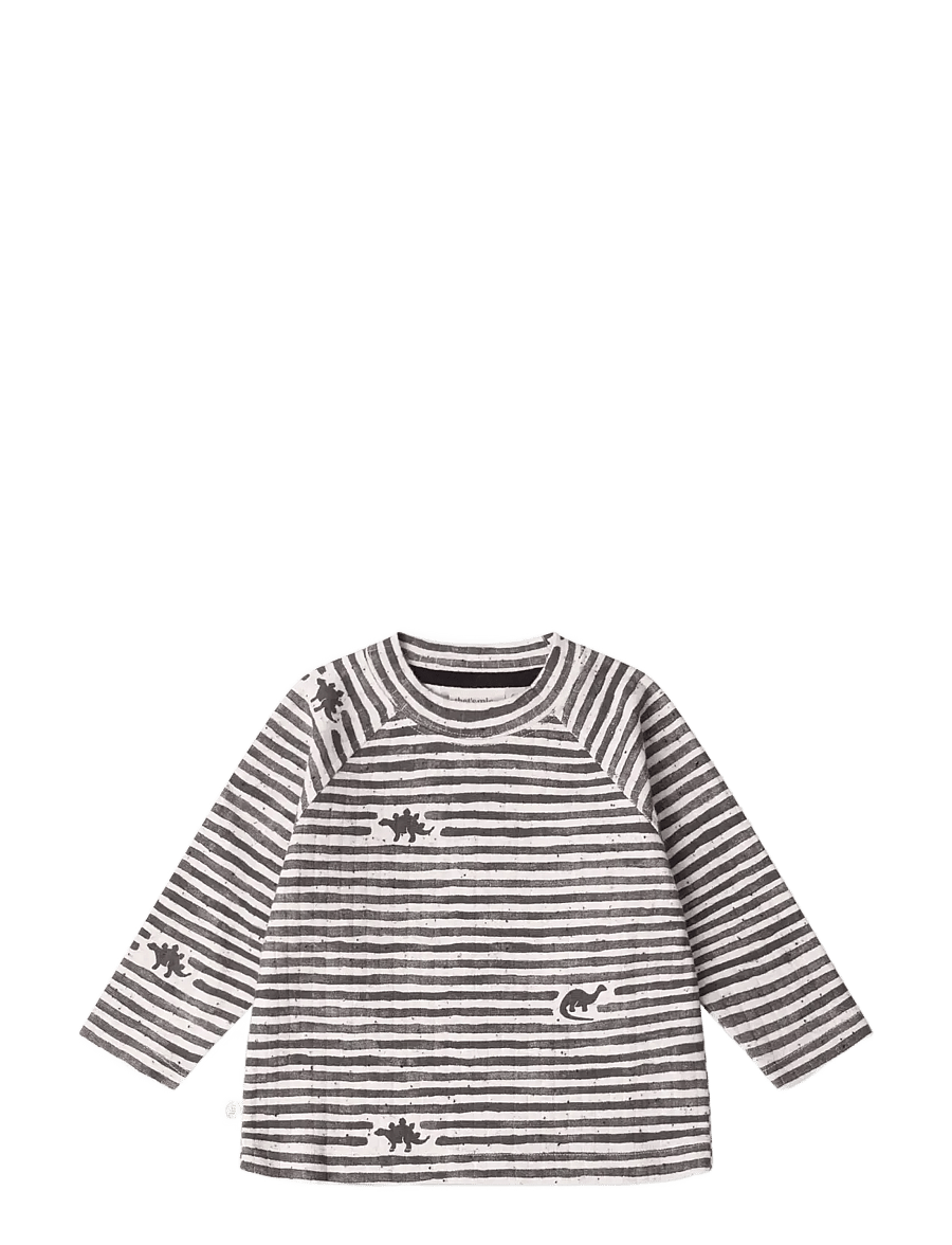 That's Mine - Aksel t-shirt - langärmelig - mono dino stripe - 1