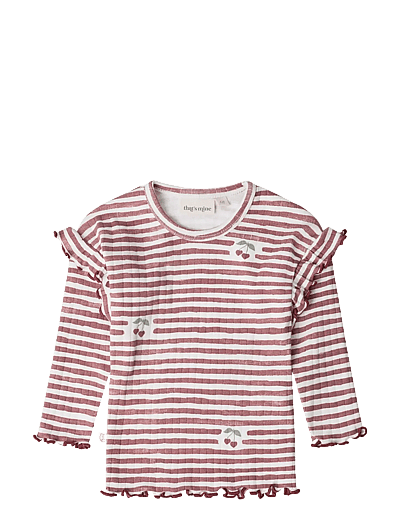 That's Mine Jamilla blouse - Toppar & T-shirts - LOVE BERRY STRIPE / red