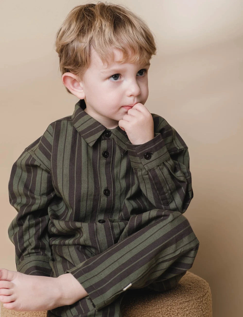 That's Mine - Harald shirt - kortärmade skjortor - olive stripe - 0