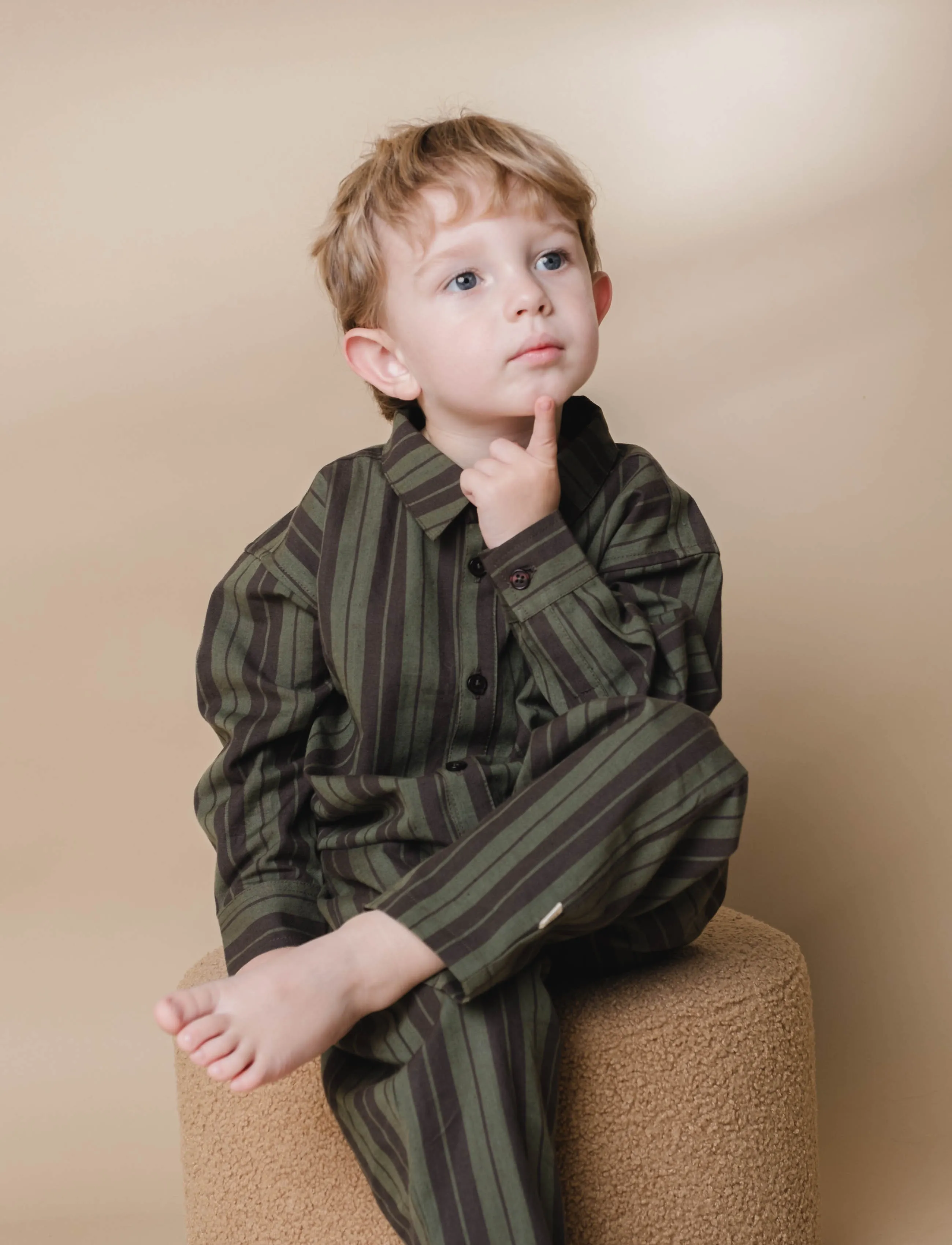 That's Mine - Harald shirt - kortærmede skjorter - olive stripe - 2