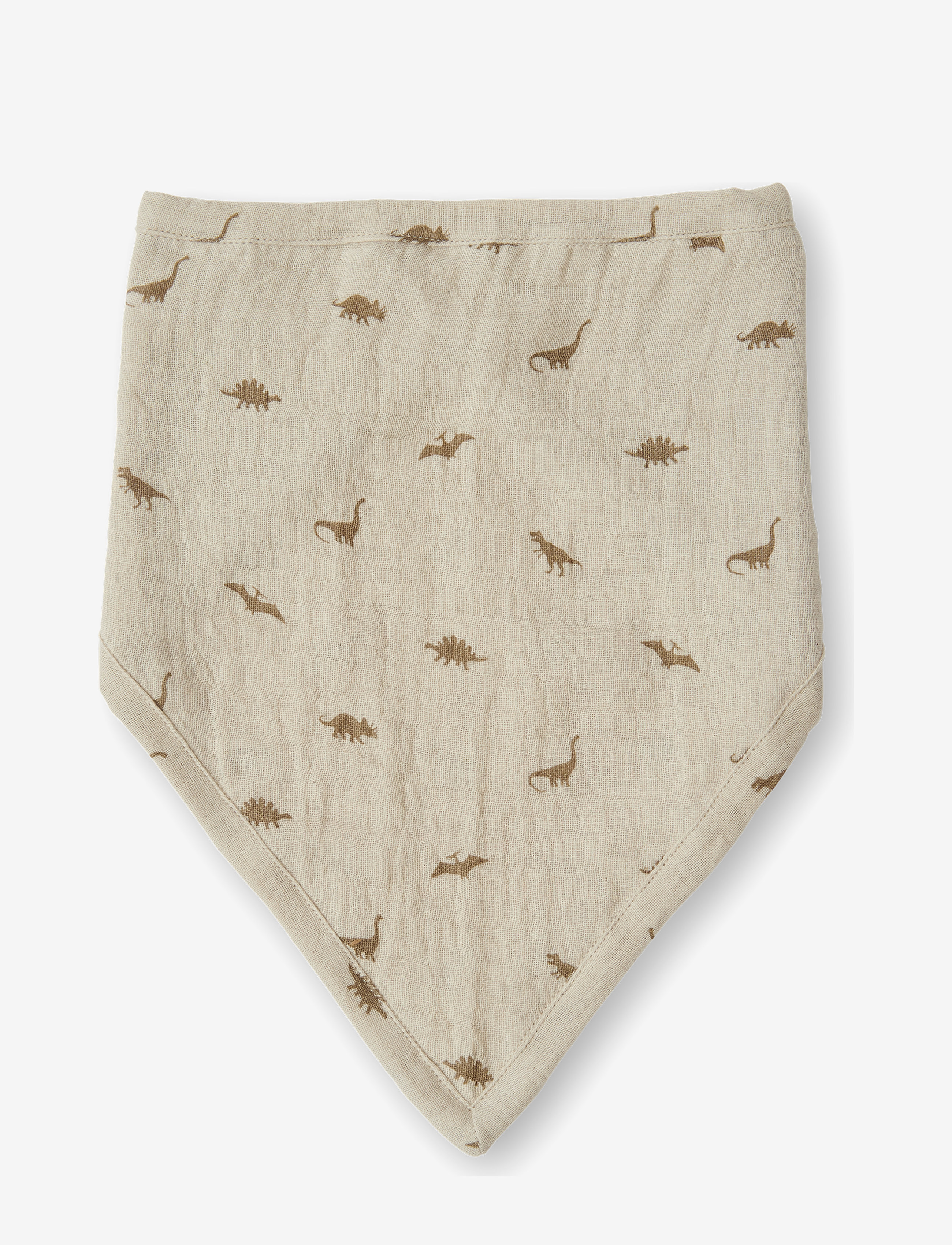 That's Mine Bandana bib - Lacītes - DINOSAUR OATMEAL PRINT / beige