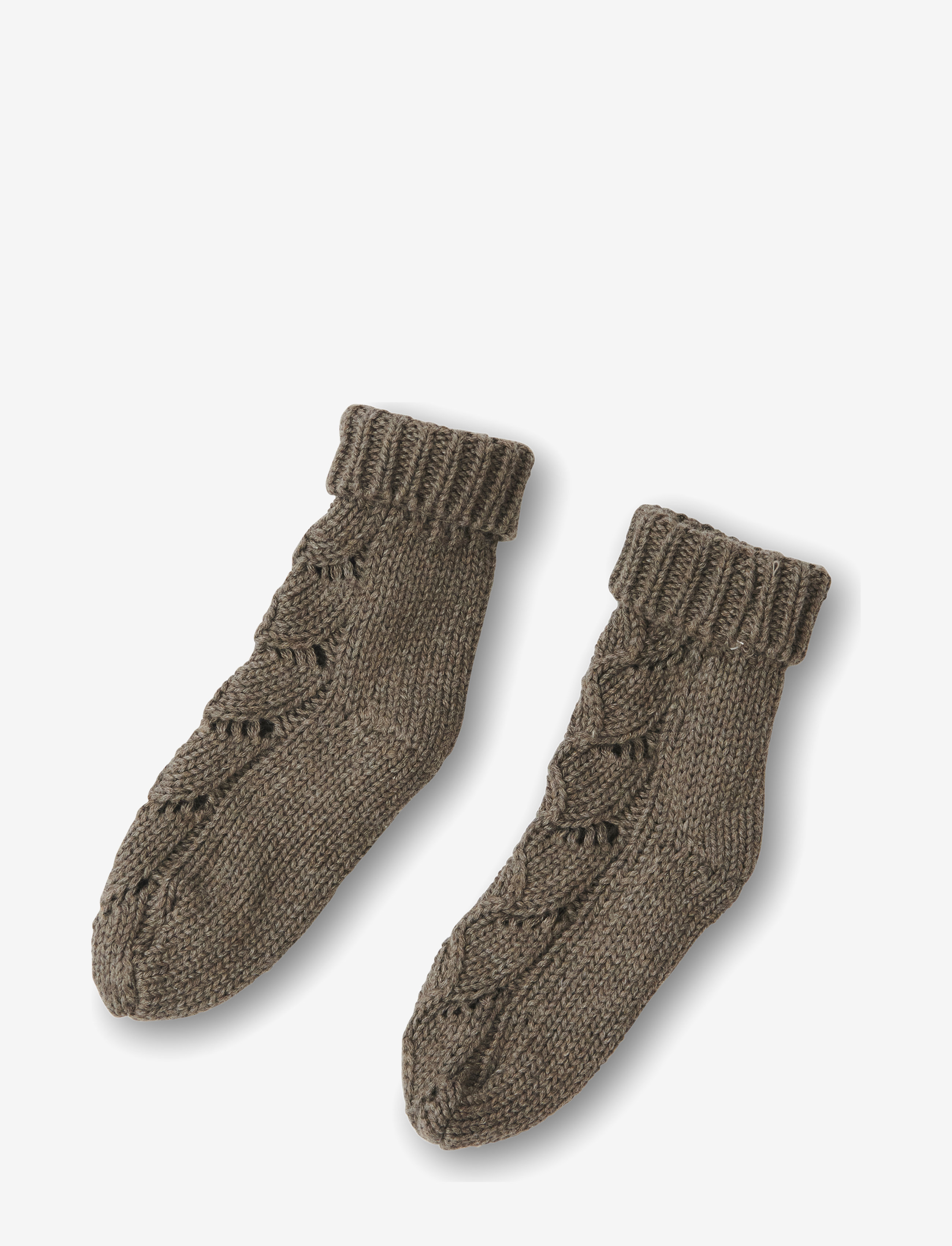 Ardette Knitted pointelle Socks 15-16 - EARTH BROWN MELANGE