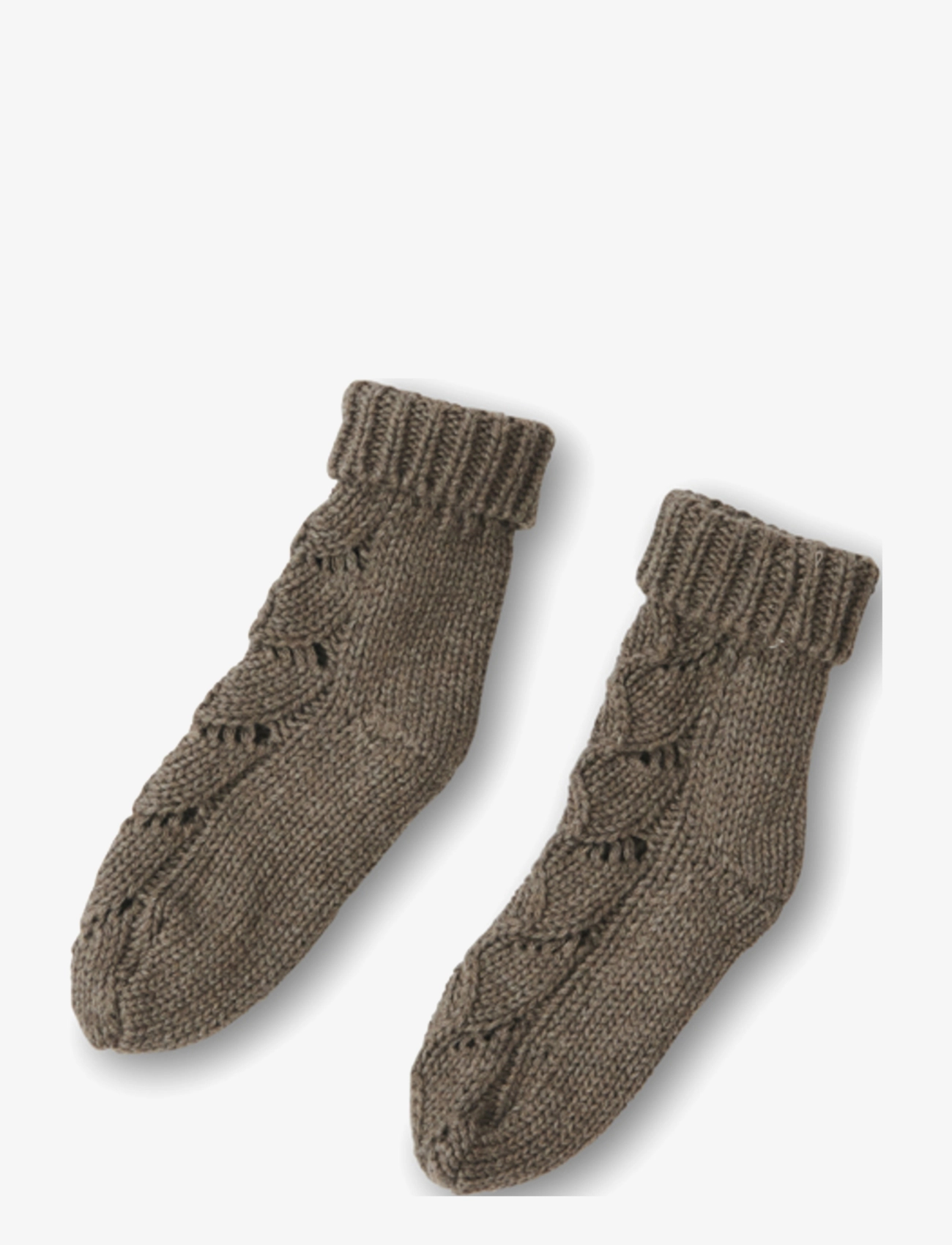 That's Mine Ardette Knitted pointelle Socks 17-18 - Strumpor - EARTH BROWN MELANGE / brown