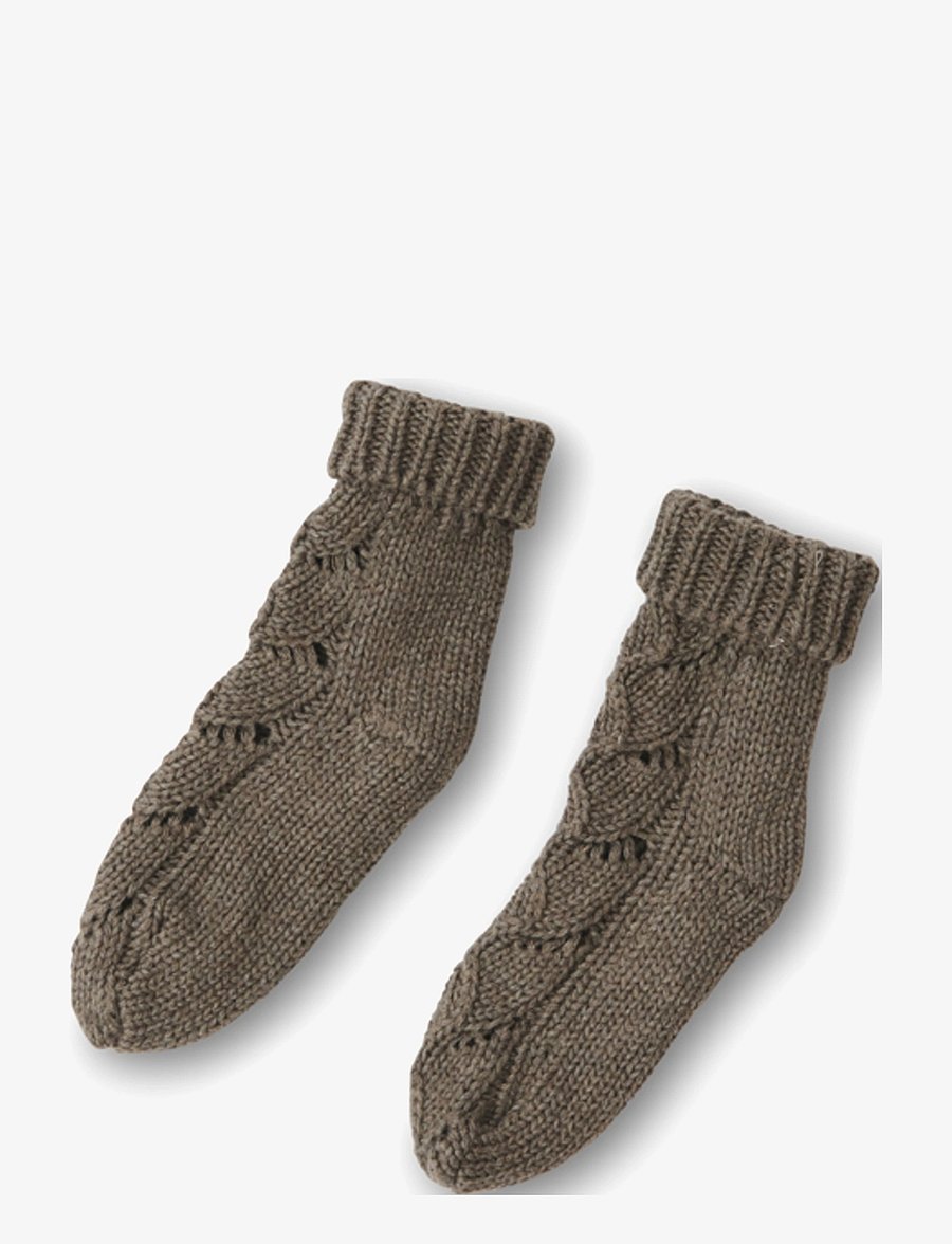 That's Mine - Ardette Knitted pointelle Socks 19-21 - strumpor - earth brown melange - 0