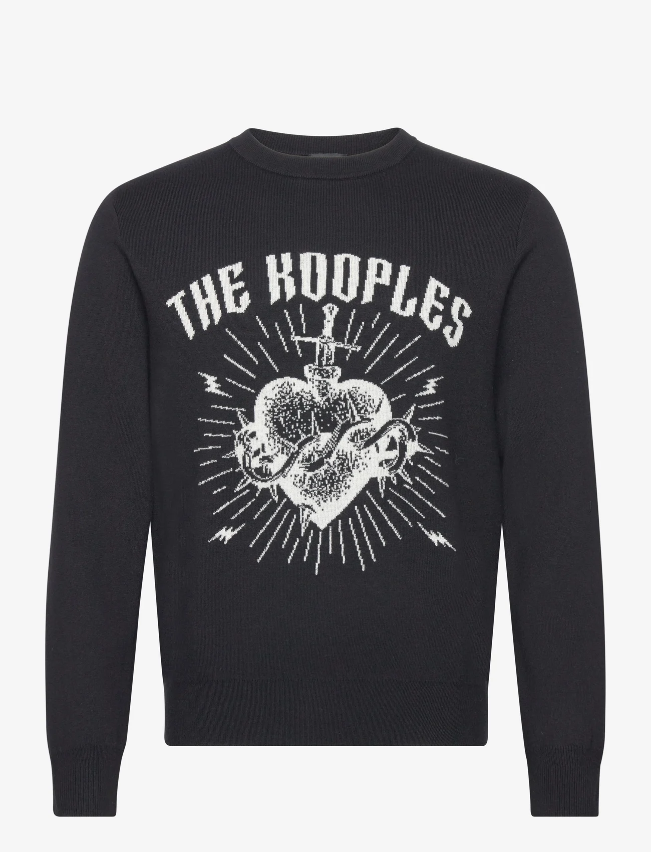 The Kooples - PULL - megztinis su apvalios formos apykakle - black white - 0