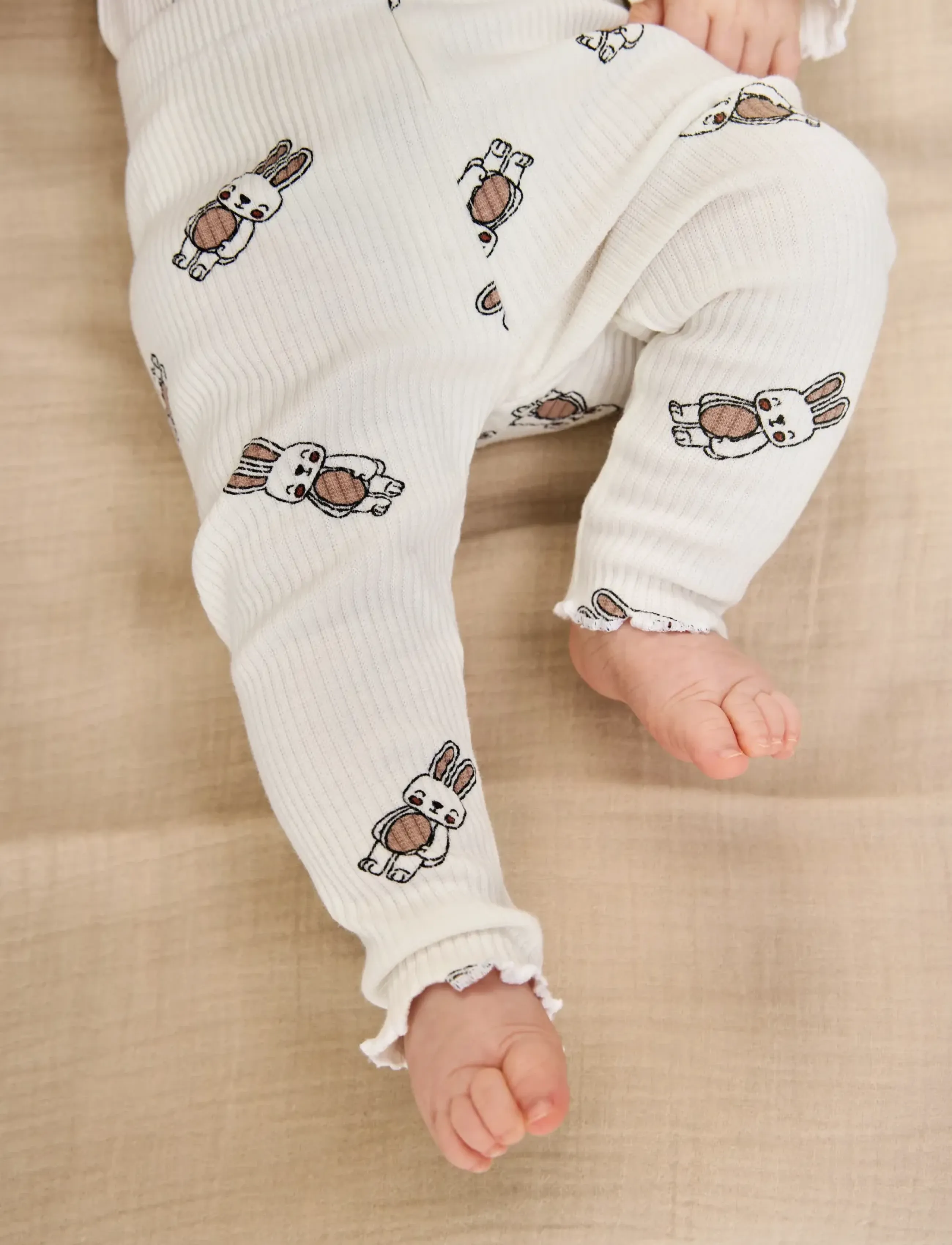 THE NEW SIBLINGS TNSBPippa Rib Leggings - Leggings - CLOUD DANCER AOP / white