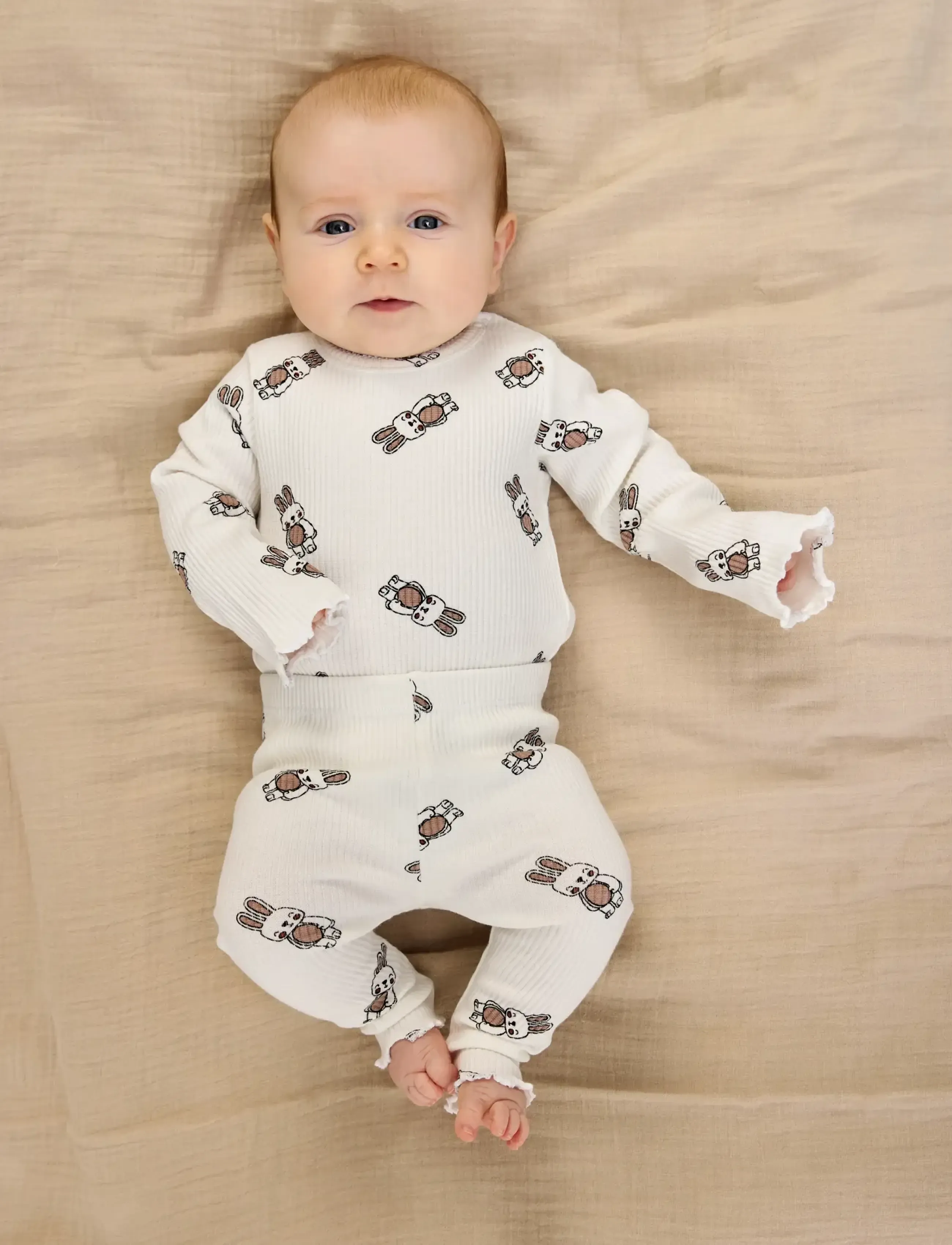 THE NEW SIBLINGS - TNSBPippa Rib Leggings - autumn clothing - cloud dancer aop - 3