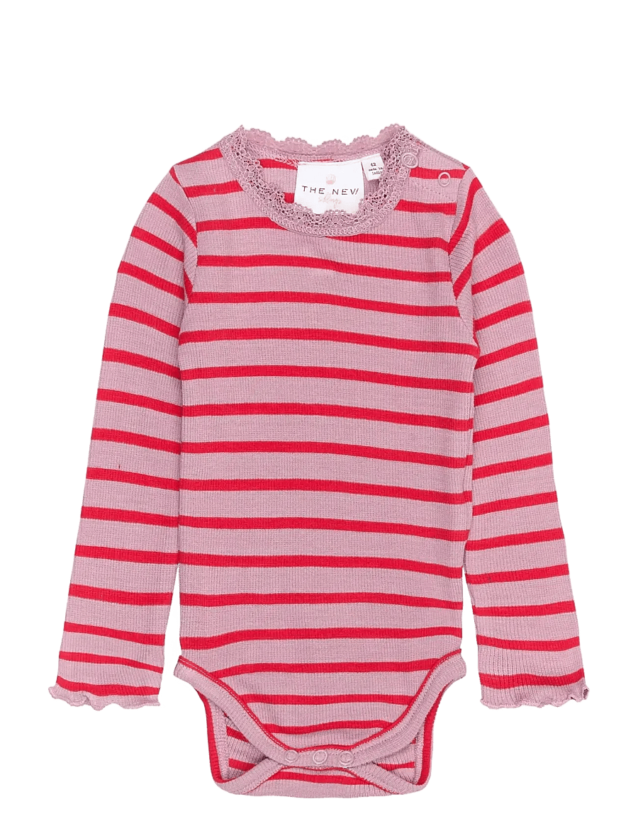 THE NEW SIBLINGS - TNSBRie L_S Rib Body - langärmelige bodys - mauve shadows striped - 1