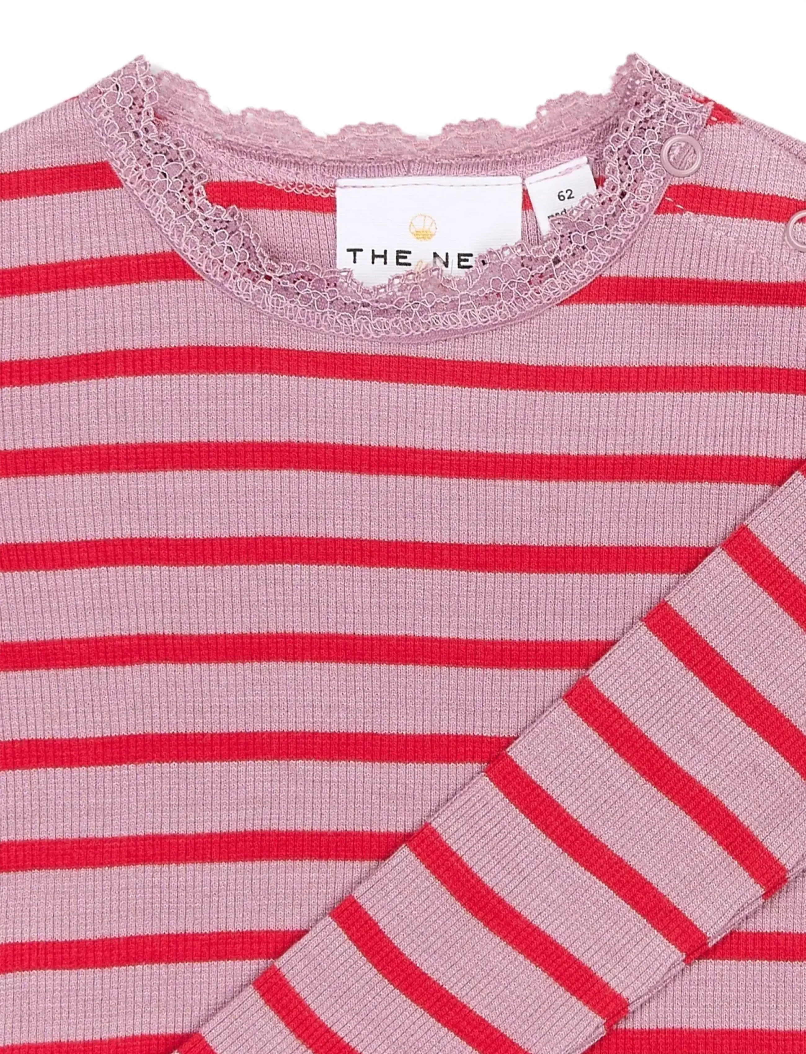 THE NEW SIBLINGS - TNSBRie L_S Rib Tee - mauve shadows striped - 2