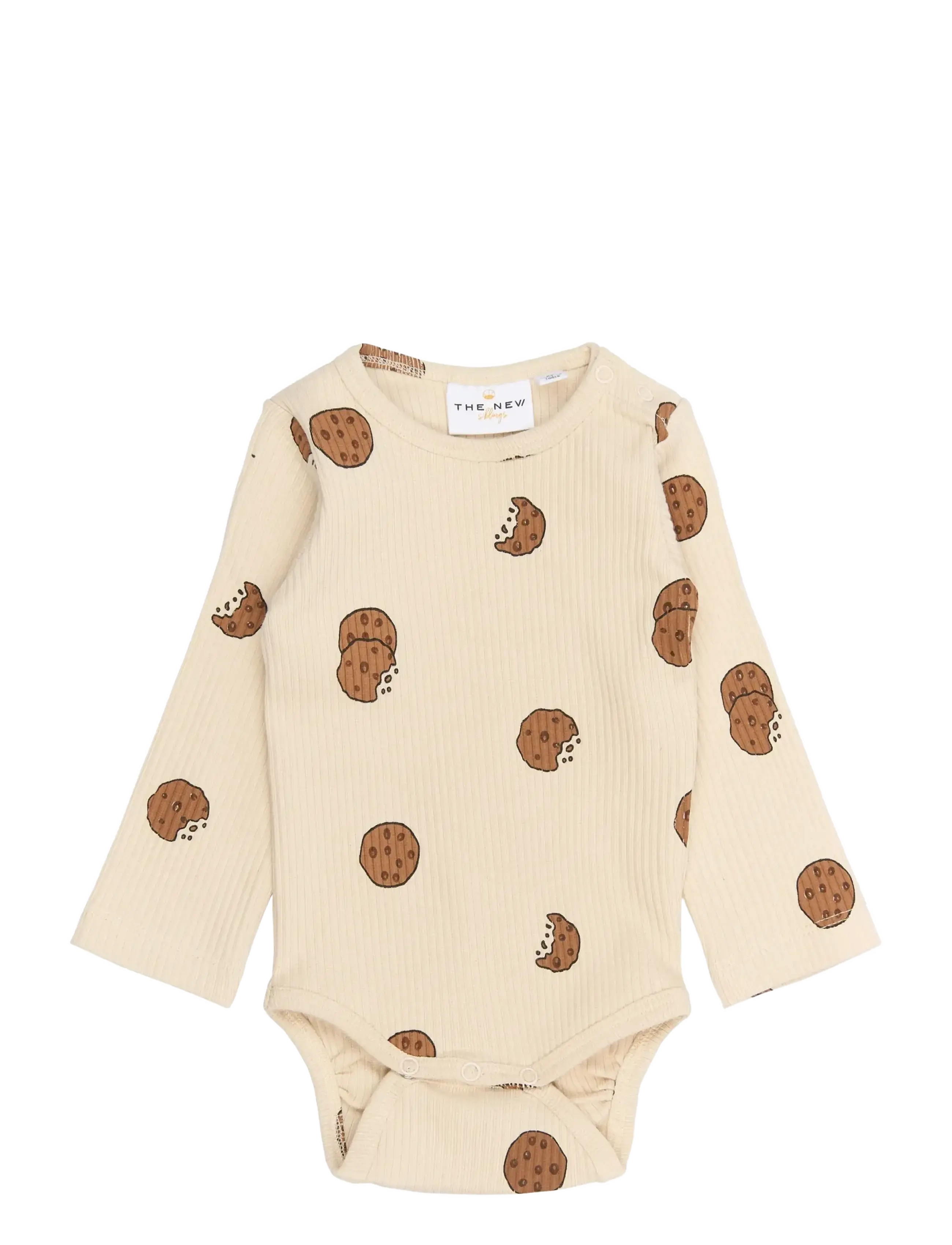 THE NEW SIBLINGS TNSBRyan L_S Rib Body - Clothing - GARDENIA AOP / cream