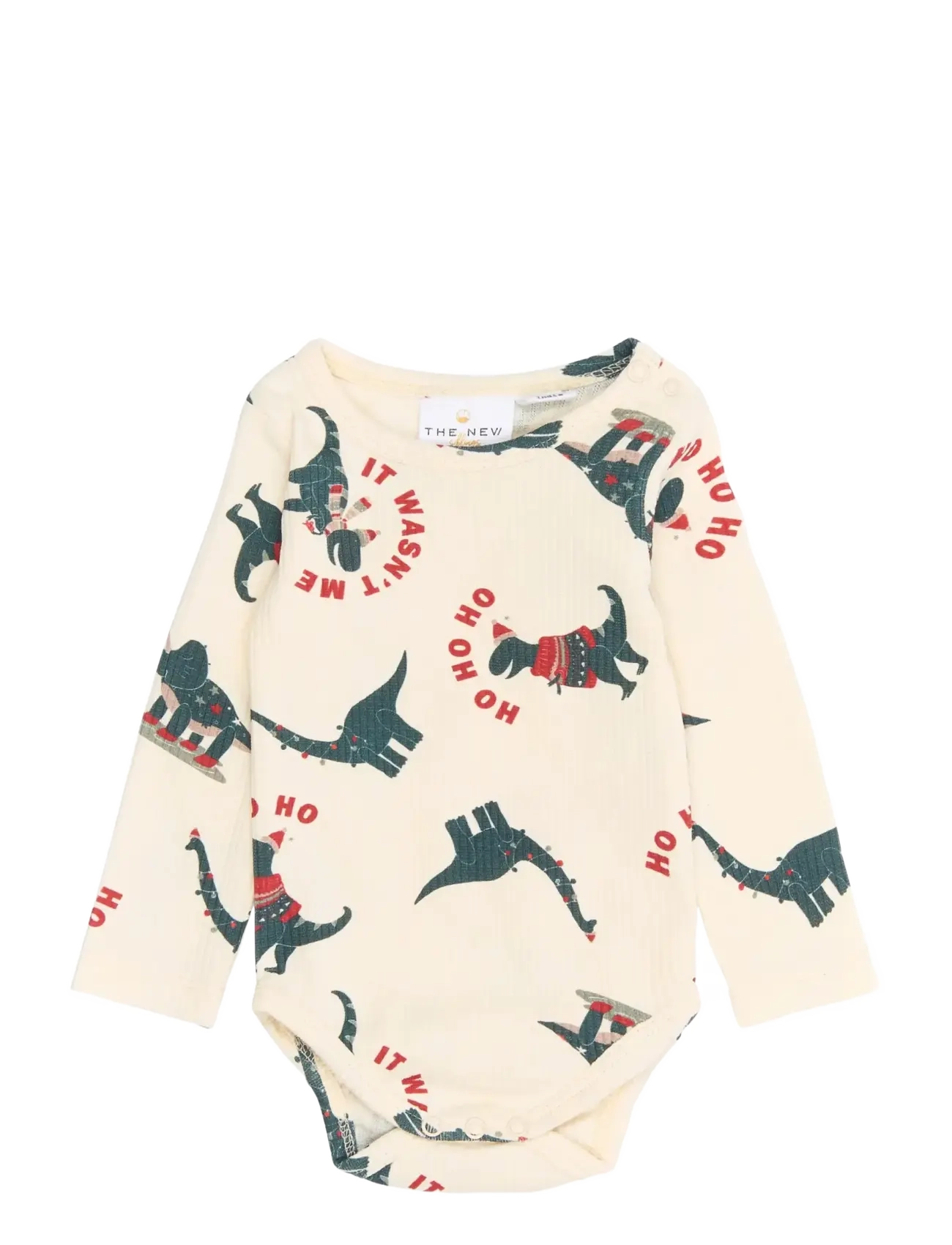 THE NEW SIBLINGS TNSBHoliday L_S Rib Body - Clothing - GARDENIA DINO AOP / cream