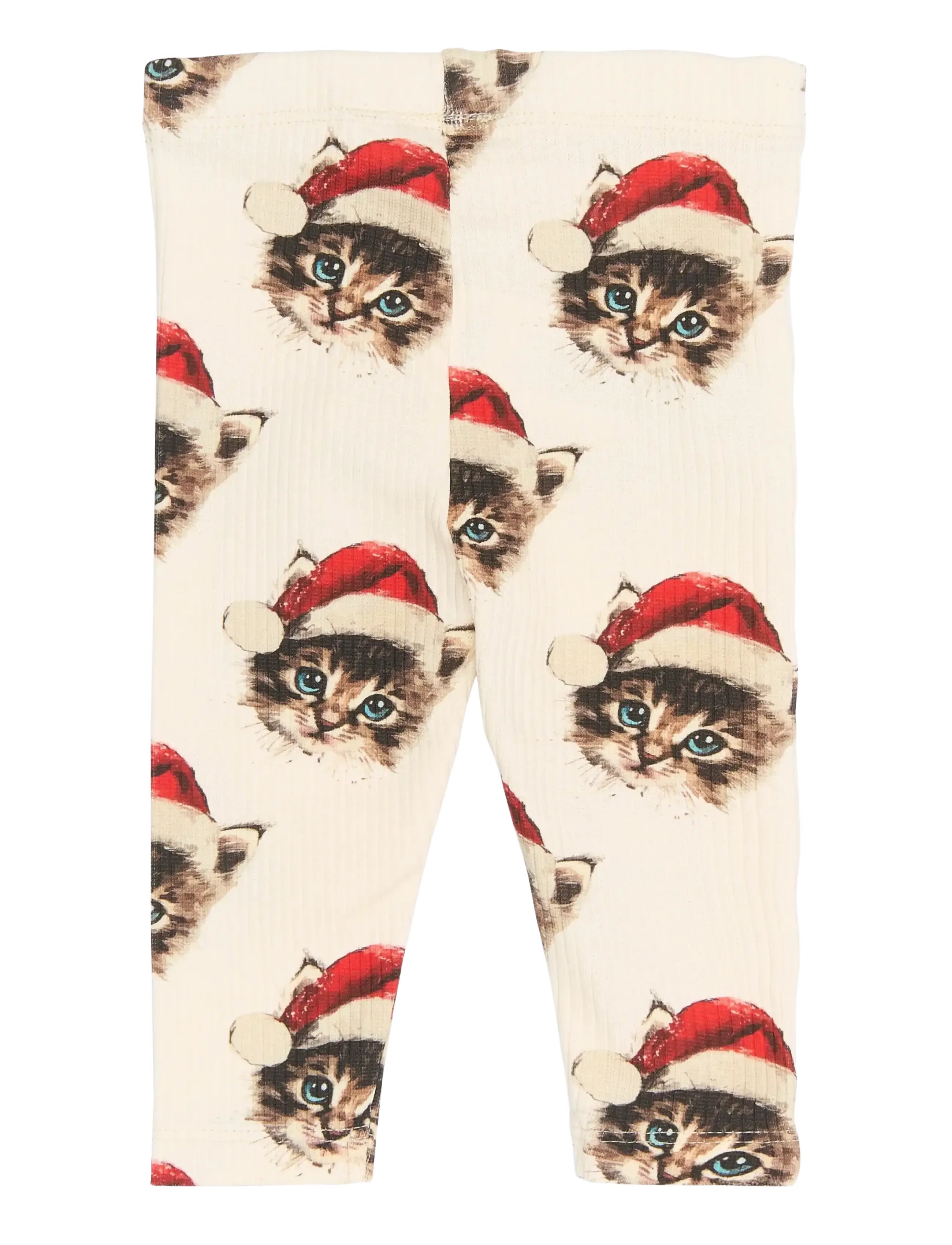 THE NEW SIBLINGS TNSBHoliday Rib Leggings - Leggings - GARDENIA CAT AOP / cream