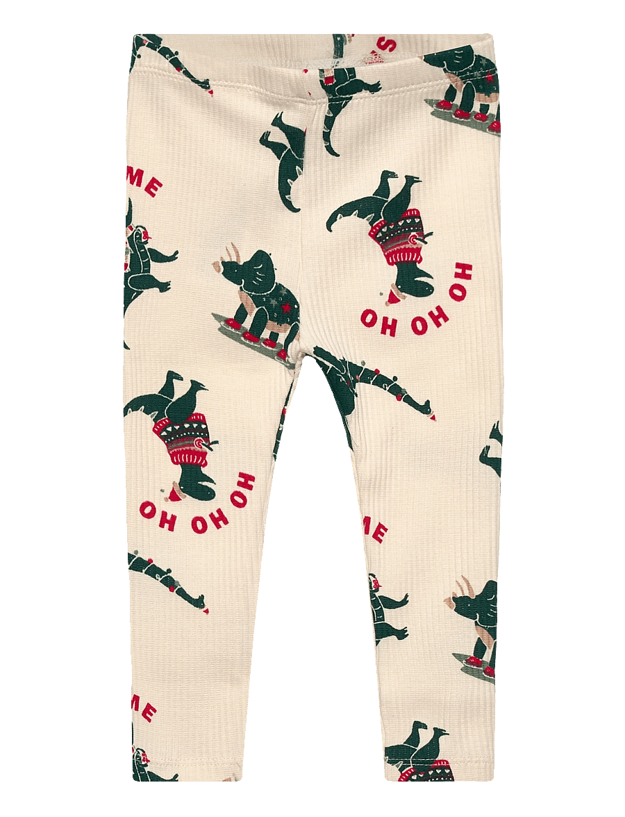 THE NEW SIBLINGS - TNSBHoliday Rib Leggings - gardenia dino aop - 0