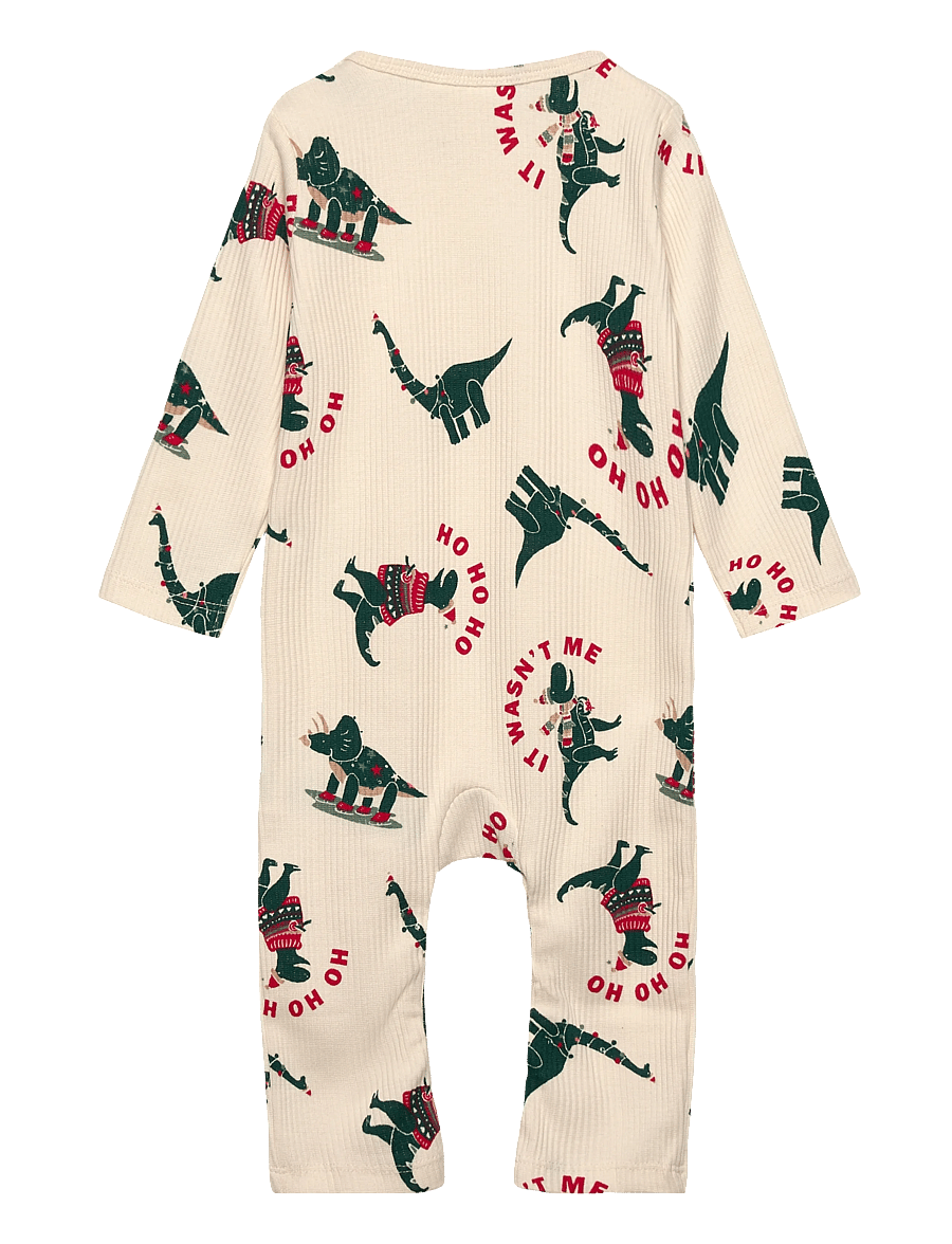 THE NEW SIBLINGS - TNSBHoliday L_S Rib Jumpsuit - gardenia dino aop - 1