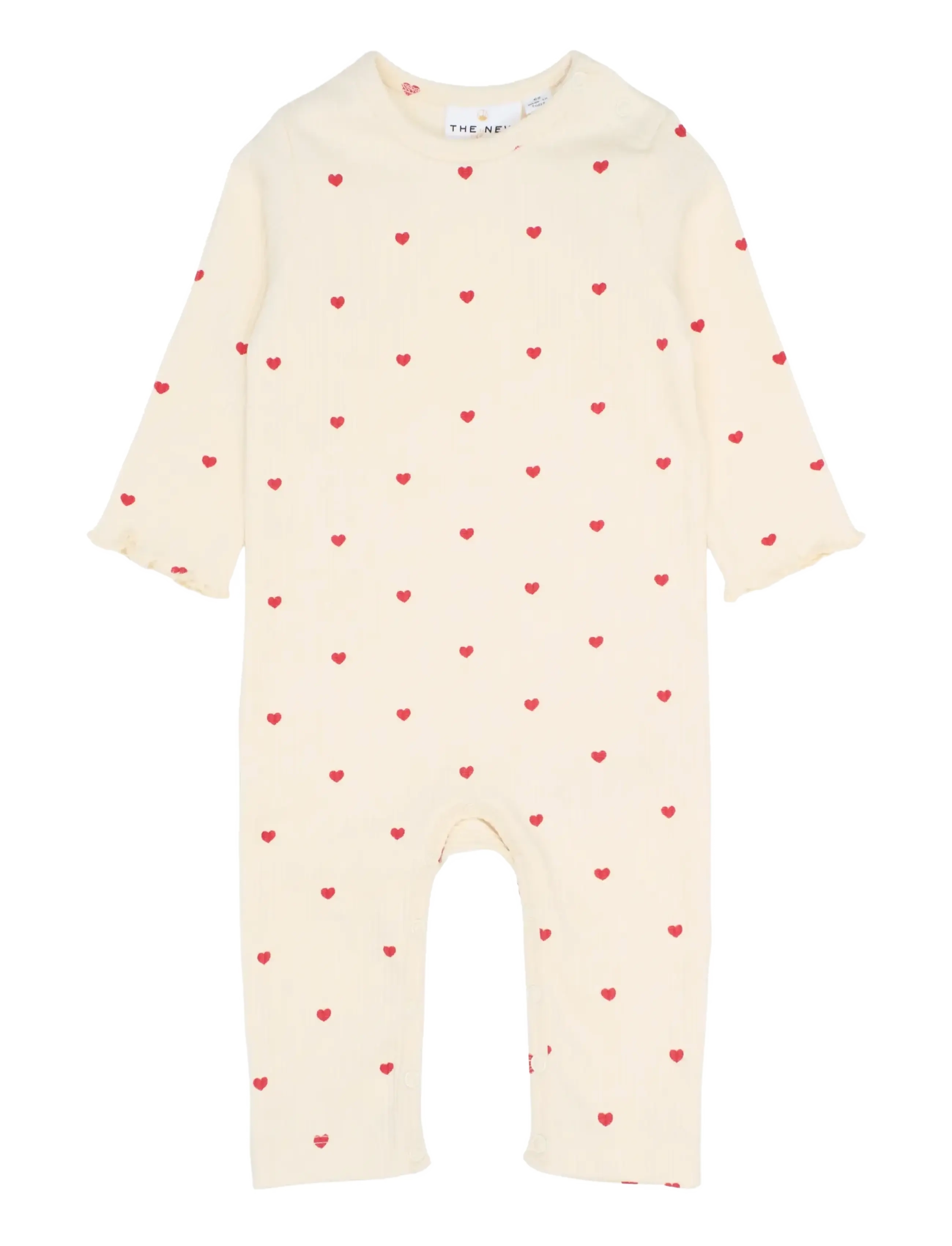 THE NEW SIBLINGS TNSBHoliday L_S Heart Rib Jumpsuit - Baby 44-92 - GARDENIA AOP / cream