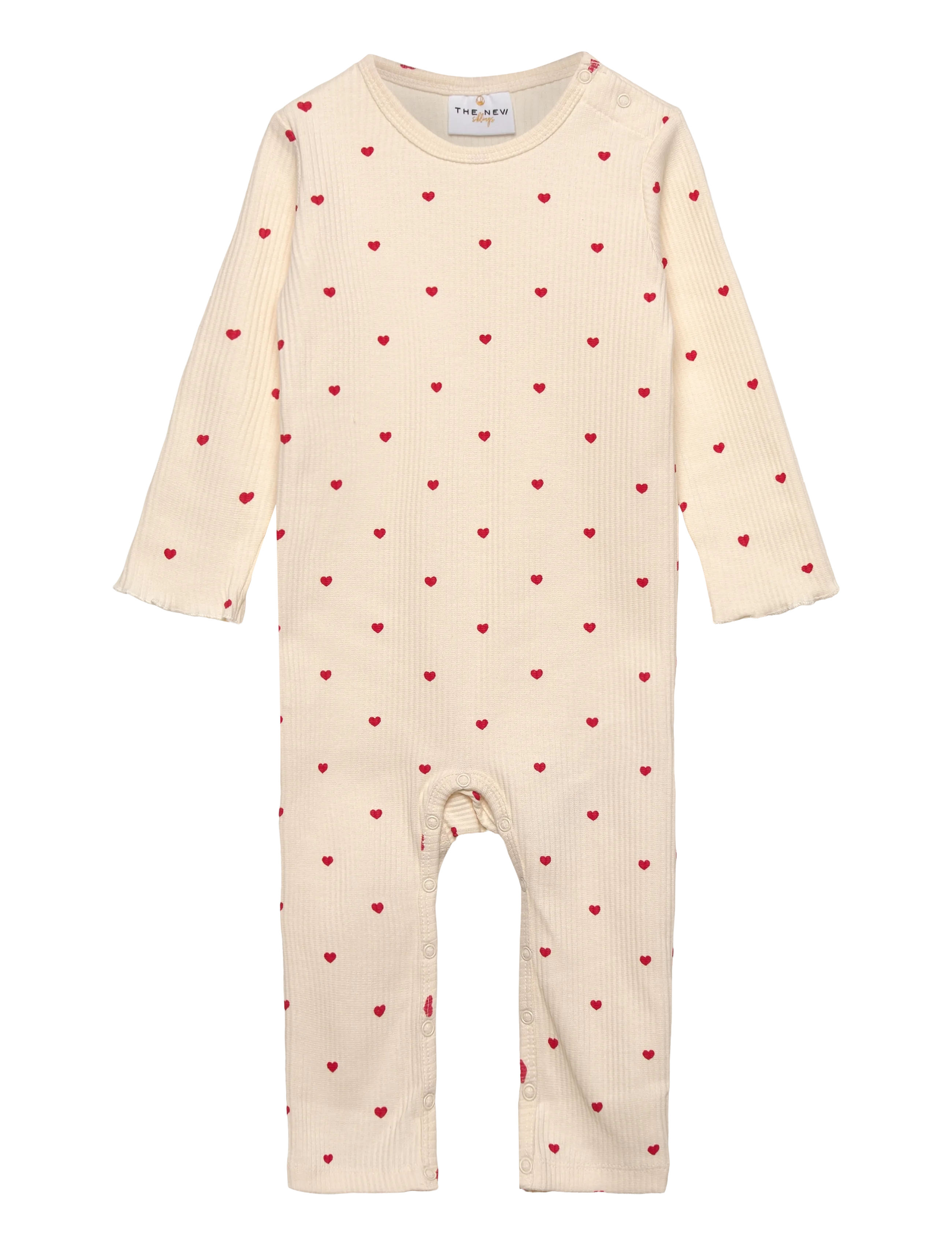 THE NEW SIBLINGS TNSBHoliday L_S Heart Rib Jumpsuit - Kläder - GARDENIA AOP / cream