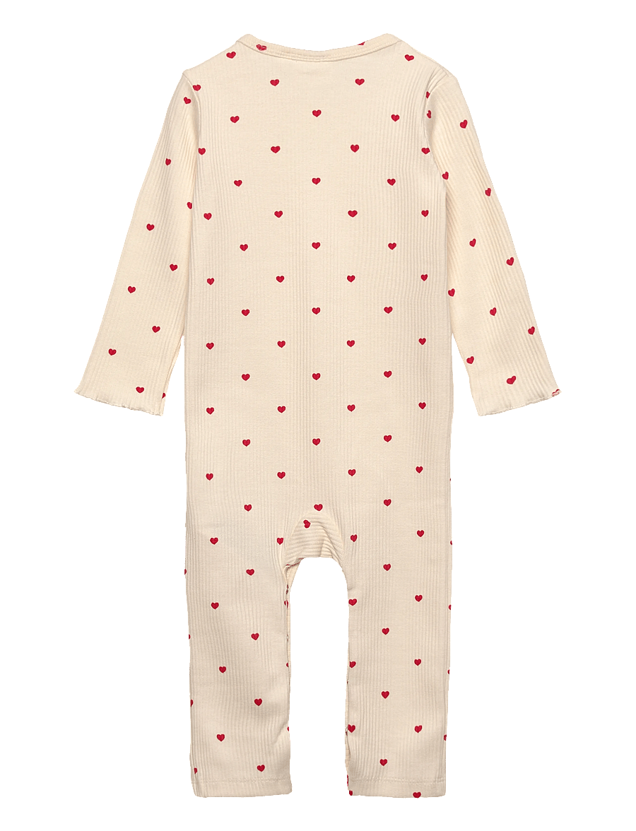 THE NEW SIBLINGS - TNSBHoliday L_S Heart Rib Jumpsuit - pikkade varrukatega - gardenia aop - 1