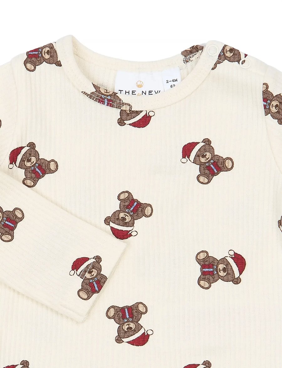 THE NEW SIBLINGS - TNSBHoliday Teddy L_S Rib Tee - gardenia aop - 2