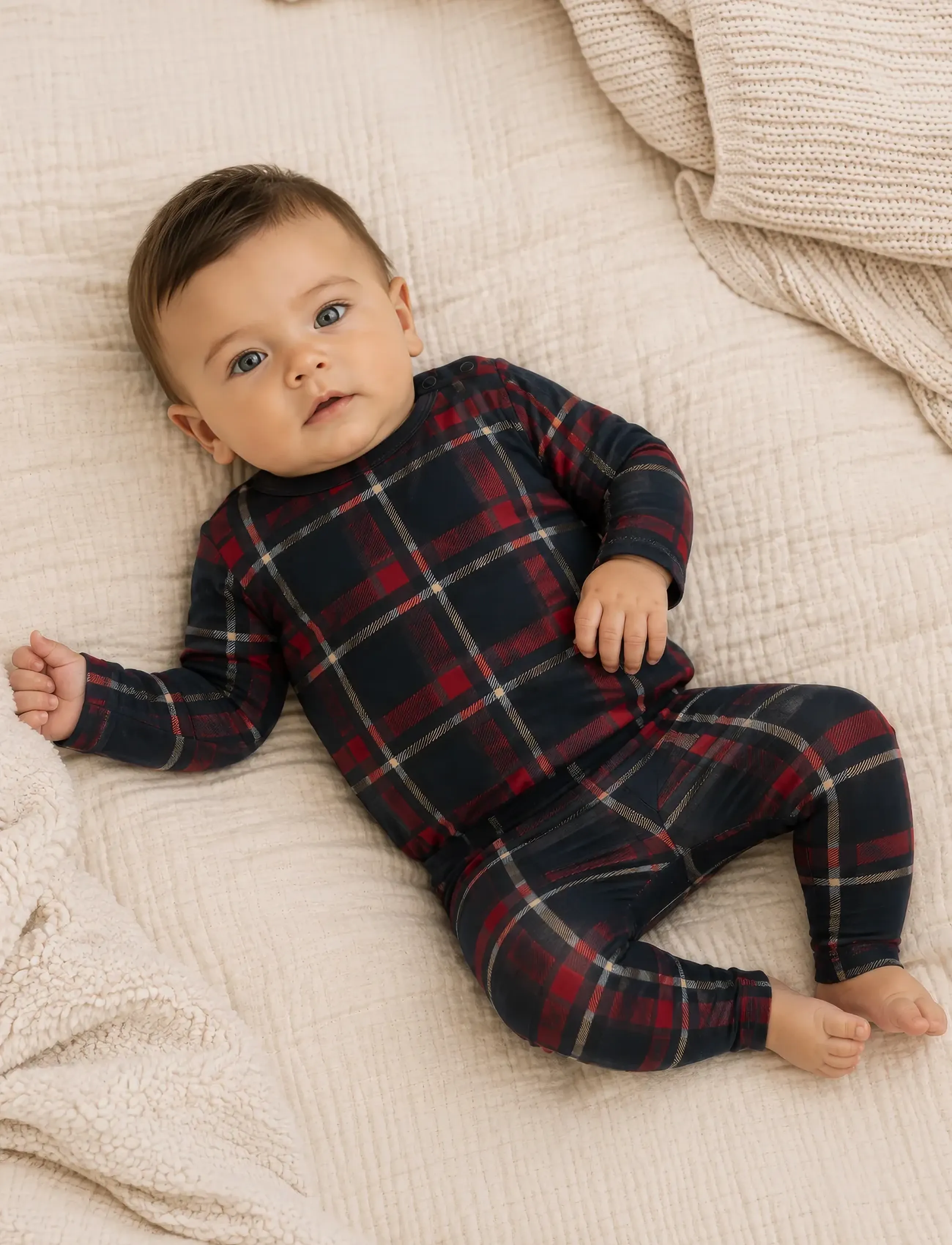 THE NEW SIBLINGS - TNSBHoliday Tartan L_S Body - långärmade bodies - navy blazer check - 3