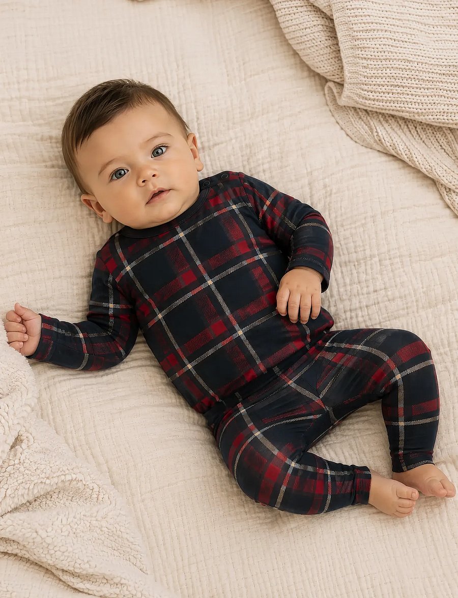 THE NEW SIBLINGS - TNSBHoliday Tartan L_S Body - långärmade bodies - navy blazer check - 3