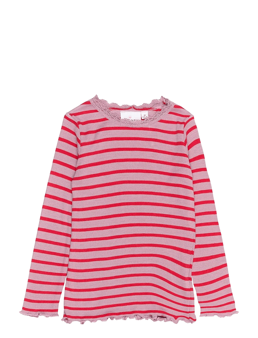 THE NEW SIBLINGS - TNSTRie L_S Rib Tee - mauve shadows striped - 0