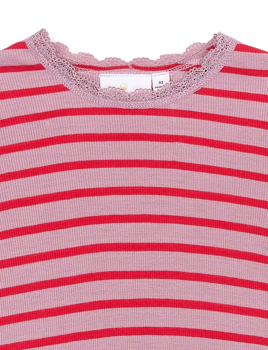 THE NEW SIBLINGS - TNSTRie L_S Rib Tee - mauve shadows striped - 2