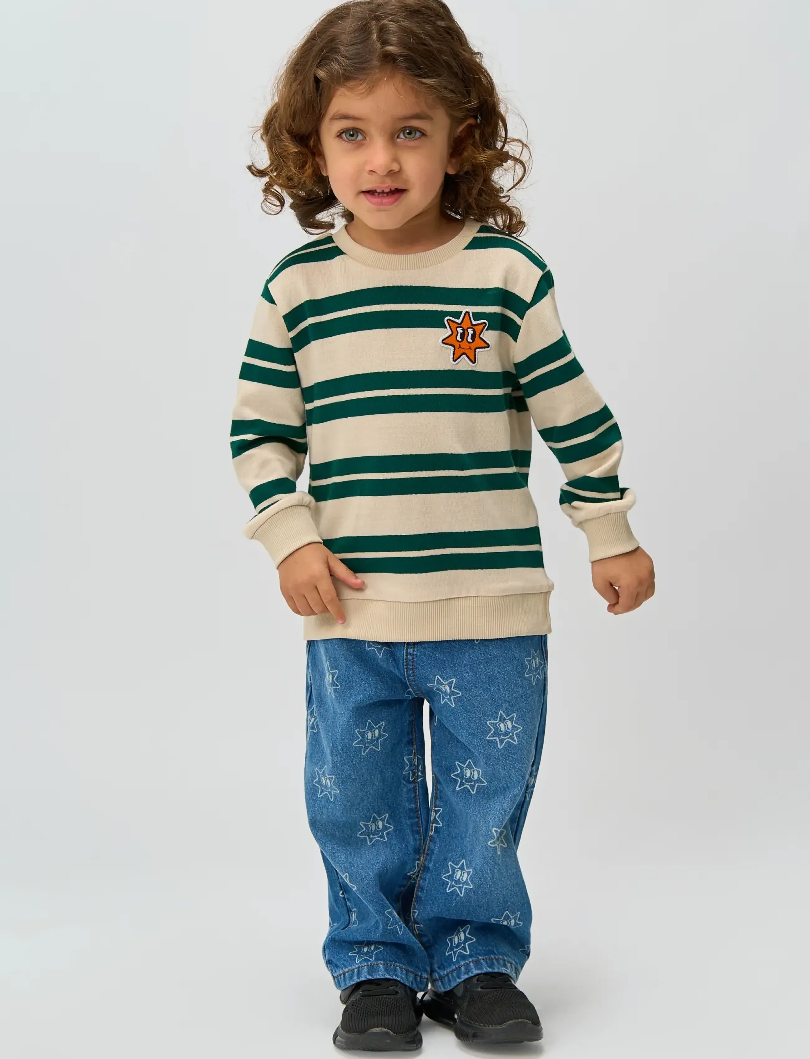 THE NEW SIBLINGS TNSTRobbie Knit Sweatshirt - Topid - DEEP TEAL STRIPED / cream