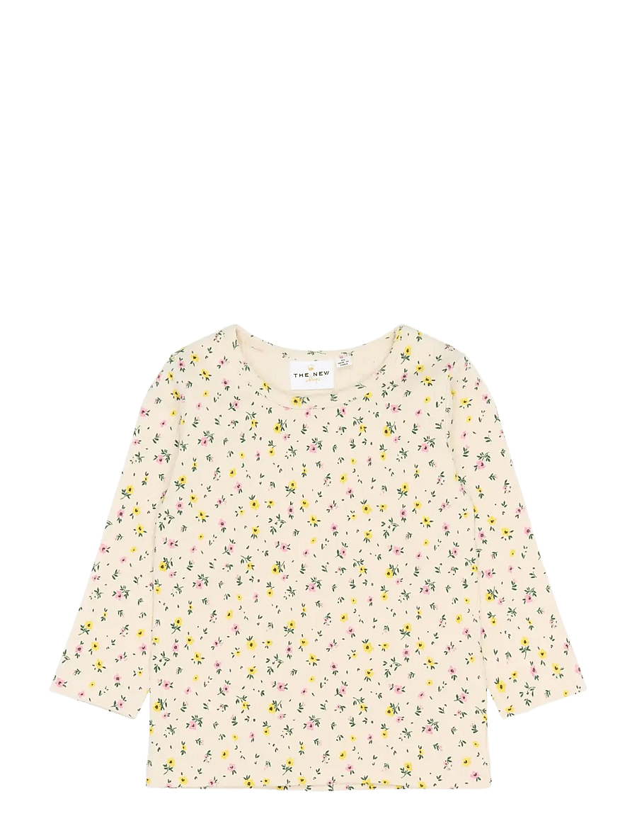 THE NEW SIBLINGS - TNSTSelma L_S Rib Tee - langærmede t-shirts - gardenia aop - 0
