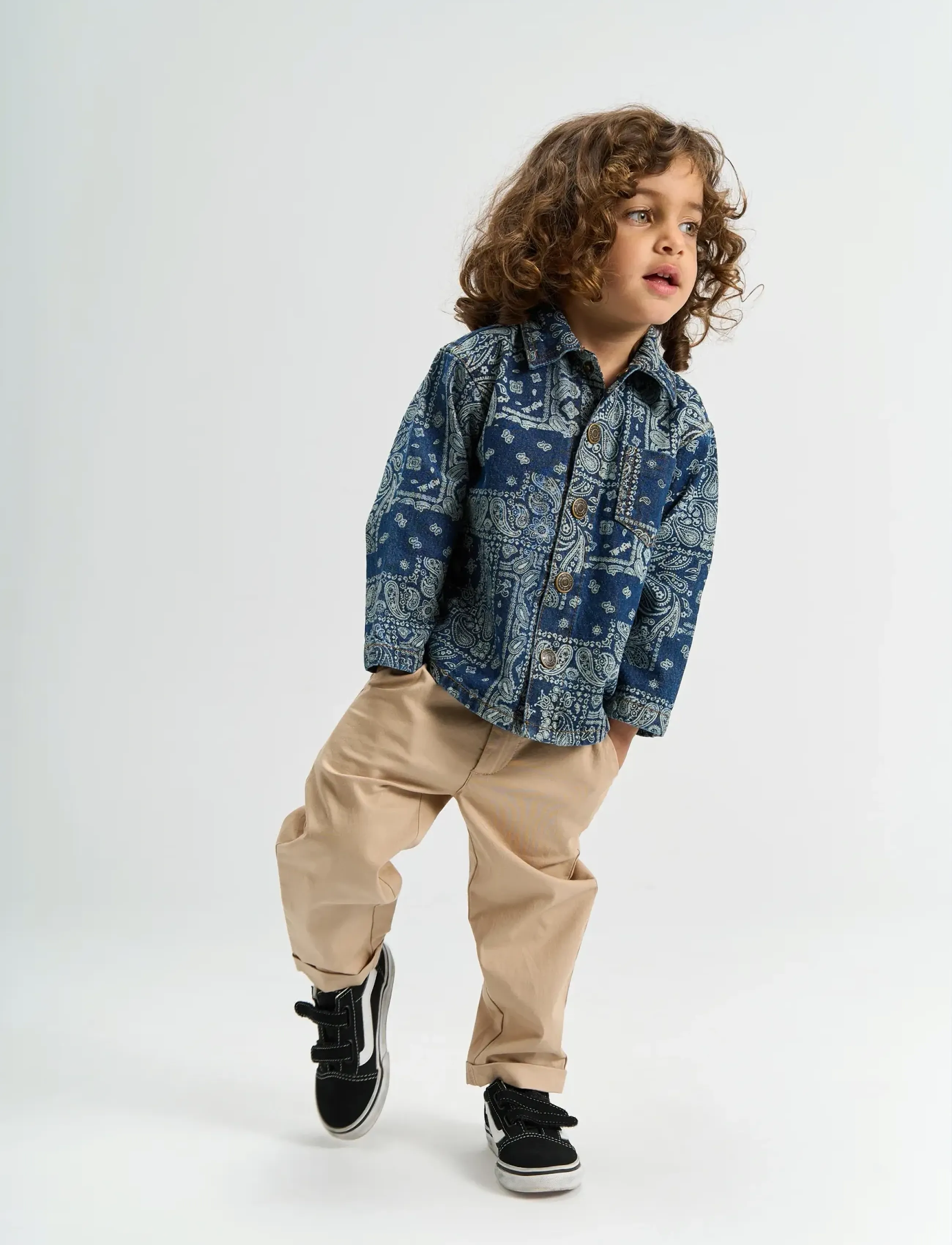 THE NEW SIBLINGS - TNSTStory OS Denim Overshirt - denimjakker - medium blue denim aop - 3