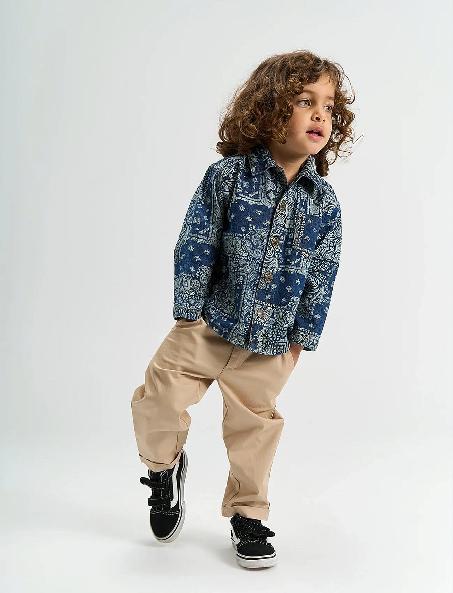 THE NEW SIBLINGS - TNSTStory OS Denim Overshirt - denimjakker - medium blue denim aop - 3