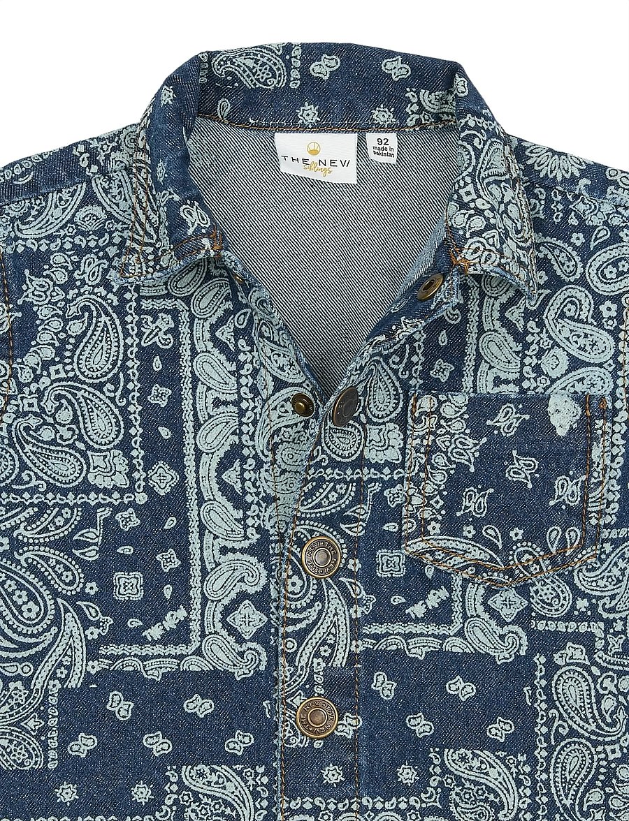 THE NEW SIBLINGS - TNSTStory OS Denim Overshirt - denimjakker - medium blue denim aop - 4