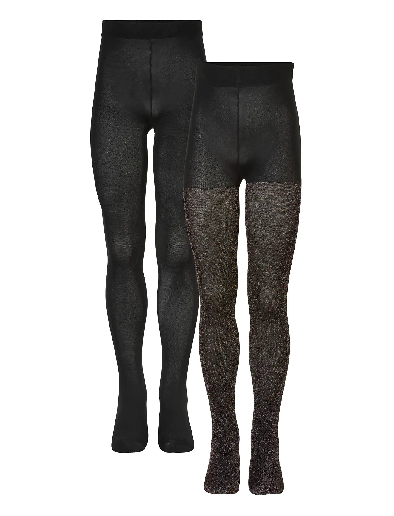2-pack Tights Black Glitter / Solid str. 5/6år